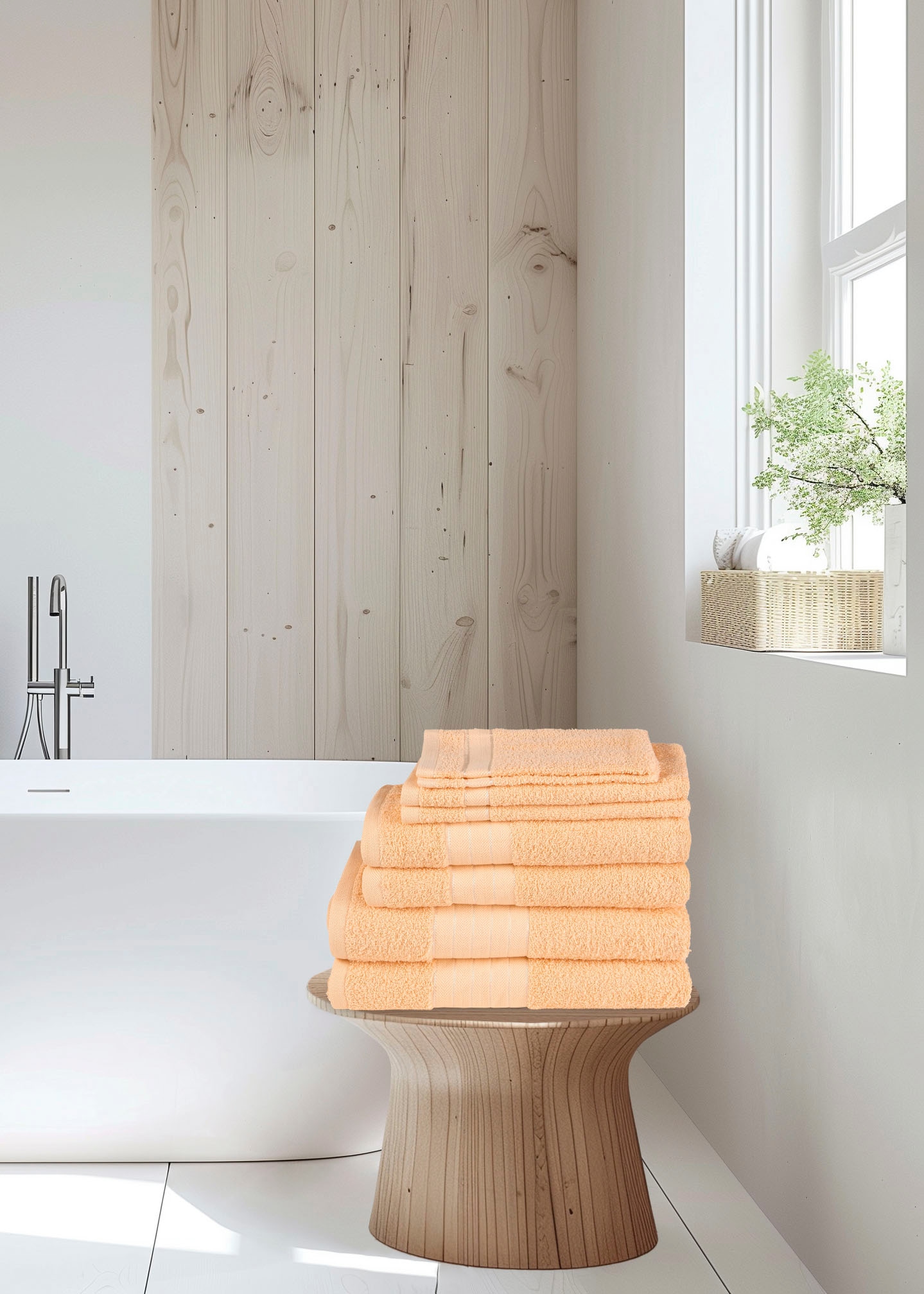 good morning Handtuch Set »Uni«, (Set, 8 St., 2 Badetücher-2 Handtücher-2 Gästetücher-2 Waschhandschuhe), Baumwolle, Walkfrottee, Bordüre, 500 GSM,Einfarbig, ohne Aufhängung