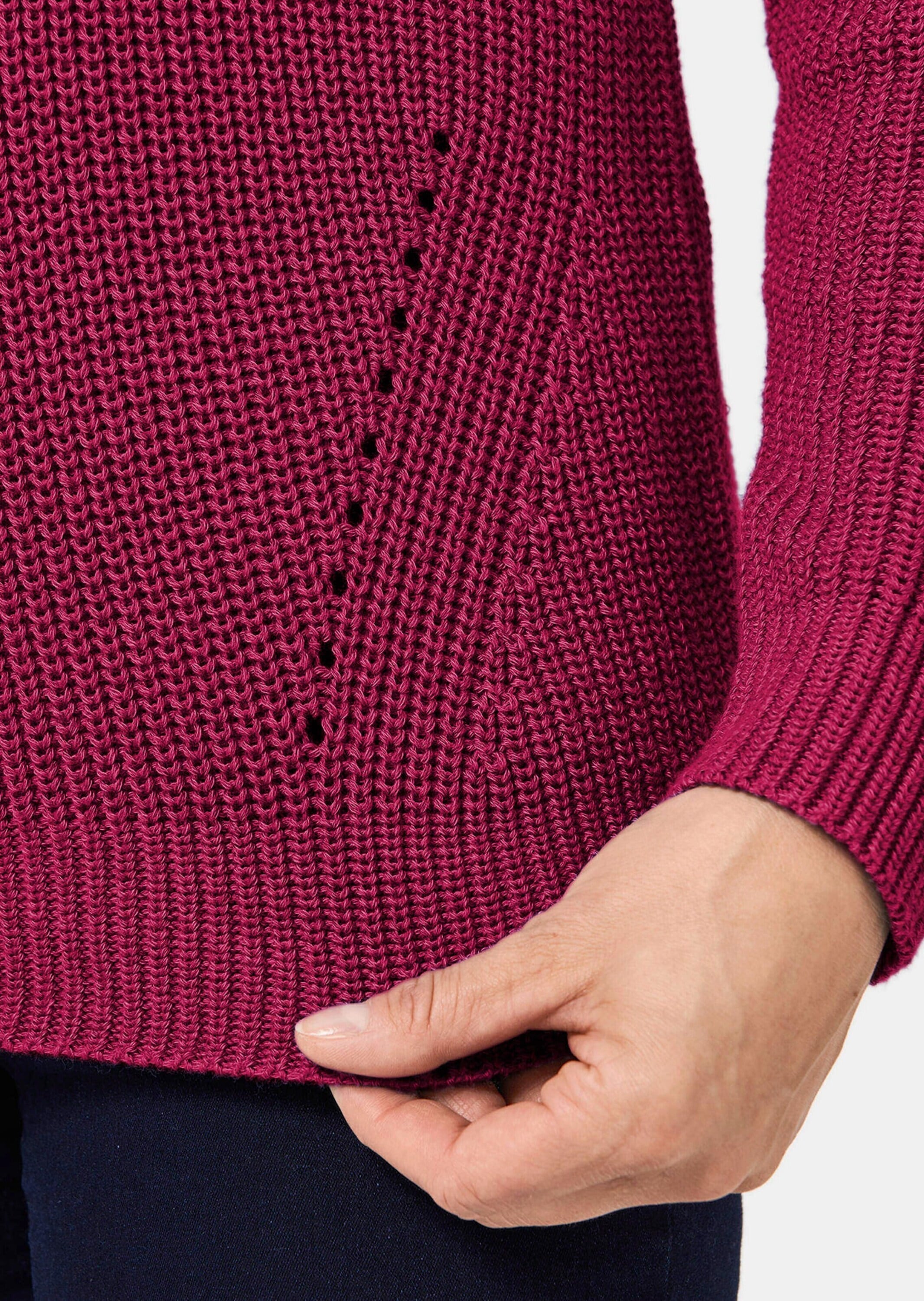GOLDNER Strickpullover »Kurzgröße Sportiver Troyer mit Baumwollanteil«