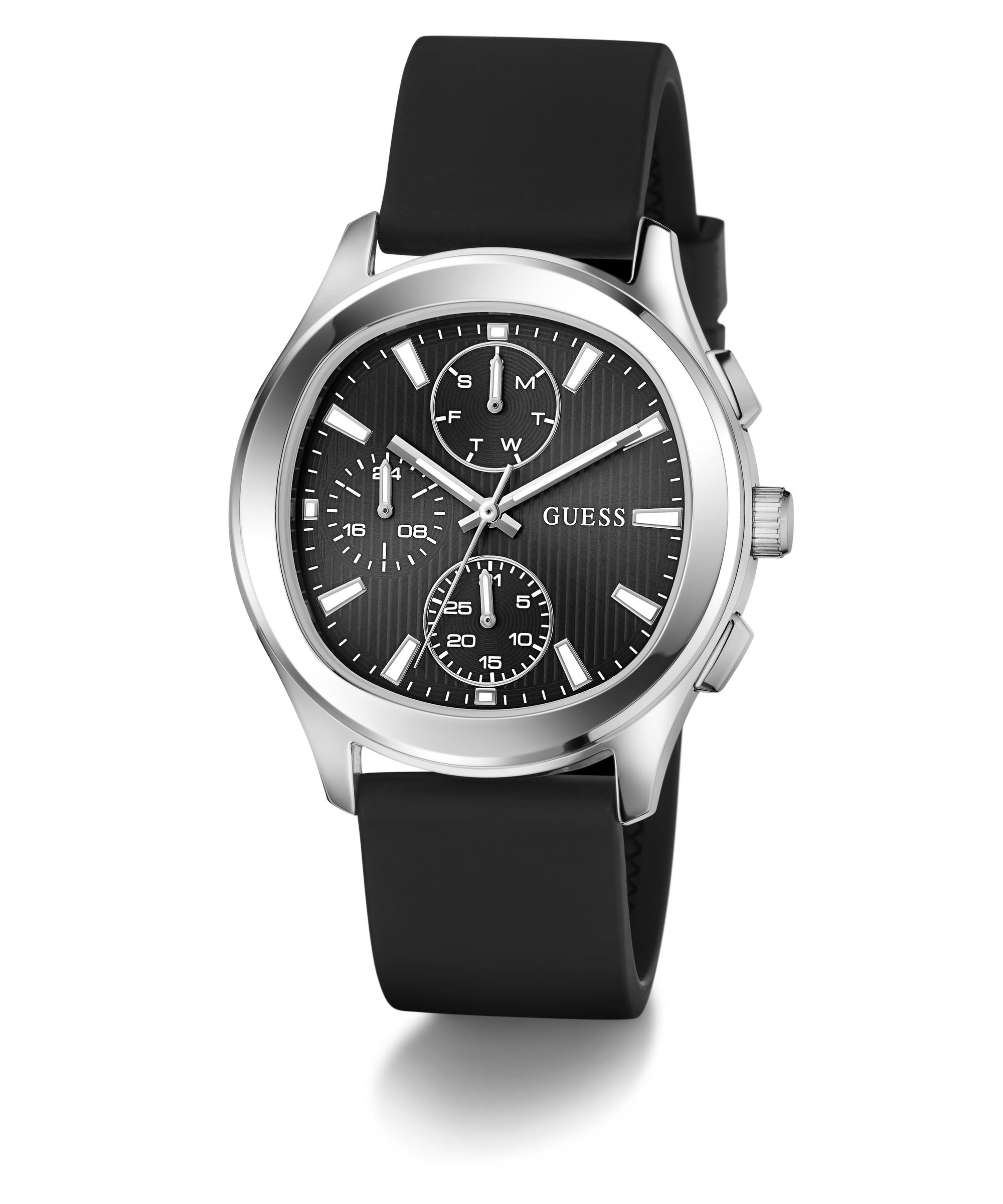 Guess Multifunktionsuhr »PALMER« Quarzuhr, Armbanduhr, Herrenuhr, Silikonarmband, analog, Wochentag