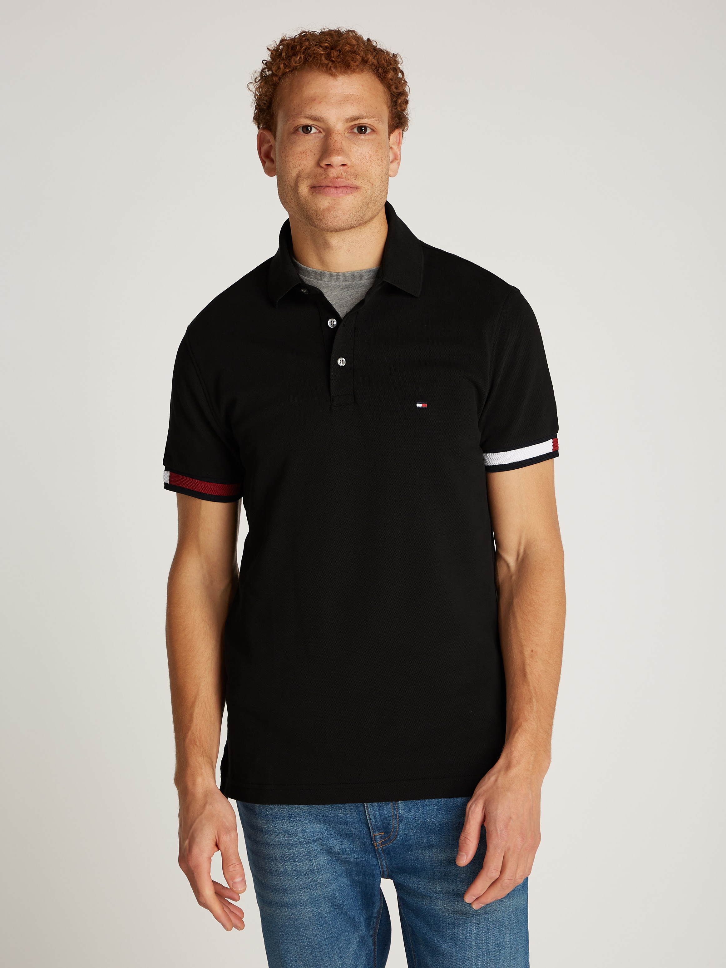 Poloshirt »FLAG CUFF SLIM POLO«, mit Kontrast-Details