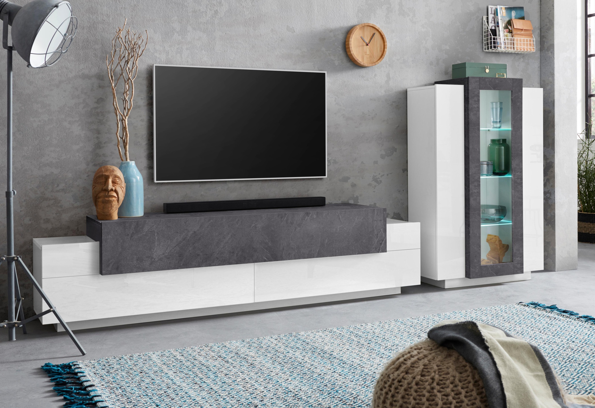 Home affaire Wohnwand "Coro, Anbauwand, Medienwand" Set, 2 Stk. tlg. günstig online kaufen