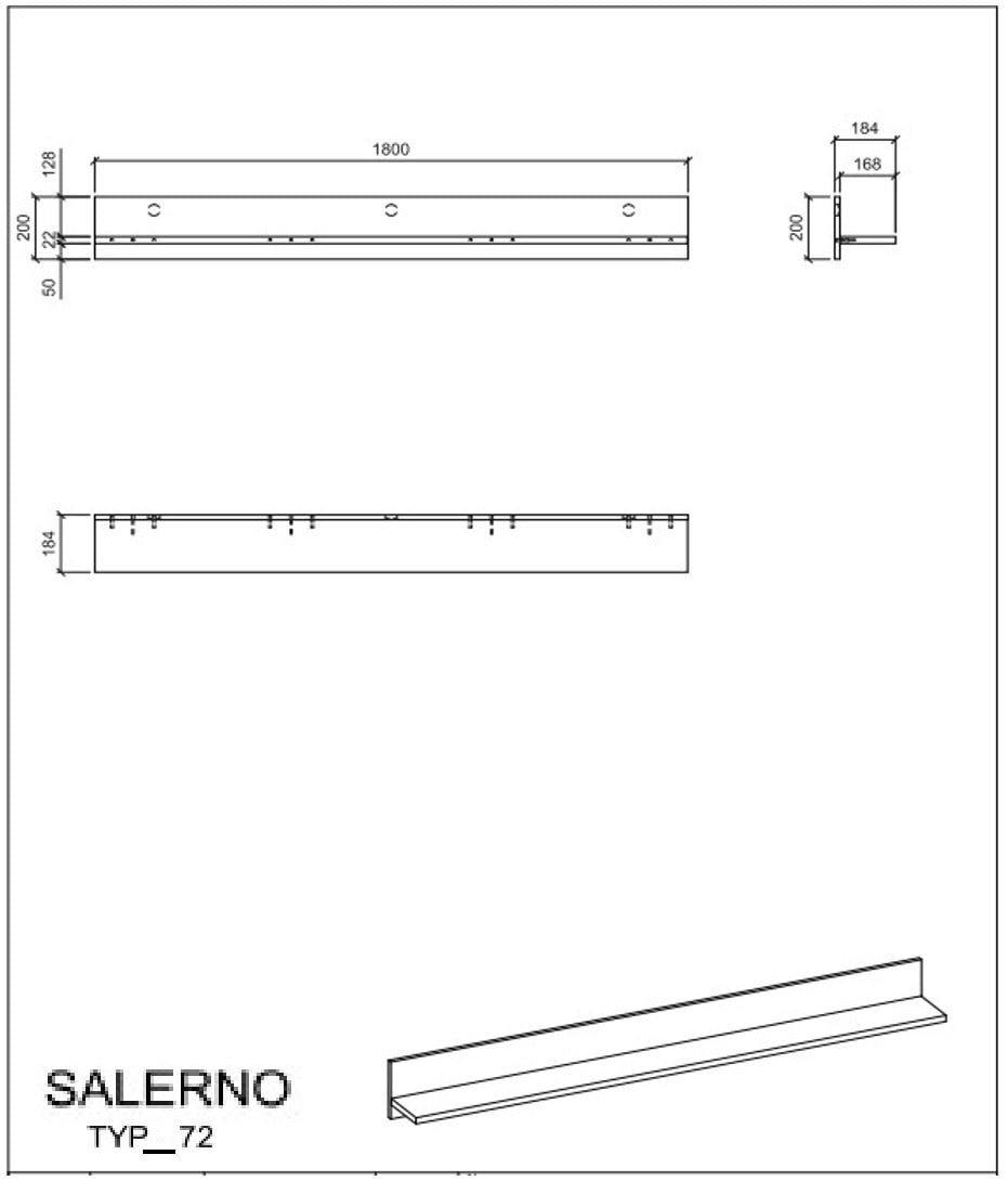 INOSIGN Wandboard »Salerno, modernes Wandregal, Wandhalter mit Ablagefläch, 180 cm breit«, vielseitig einsetzbares Hängeregal, Weiß mit Eiche Evoke Dekor