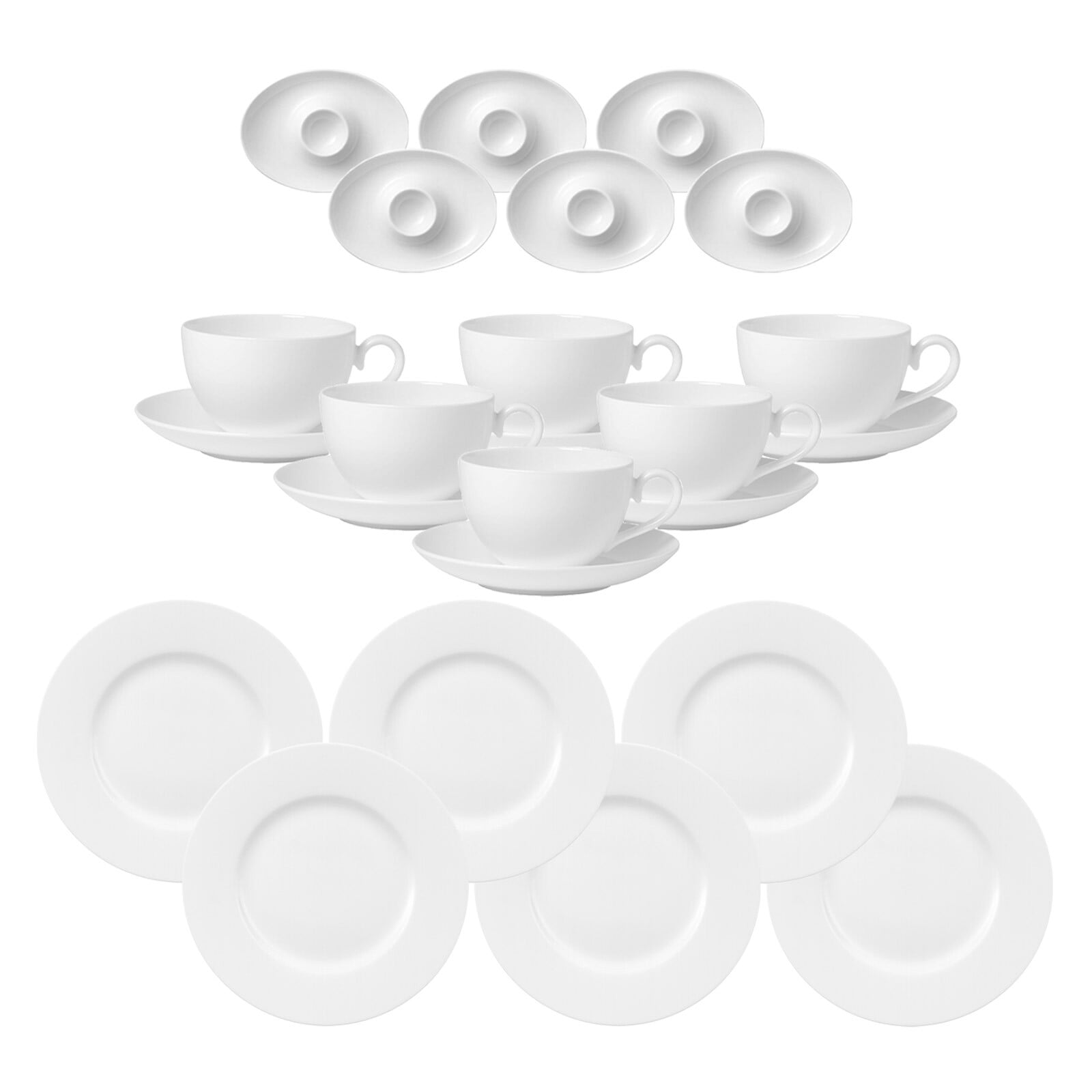 Villeroy & Boch Geschirr-Set "Frühstücksservice Royal weiß" Spülmaschinengeeignet, Mikrowellenfest