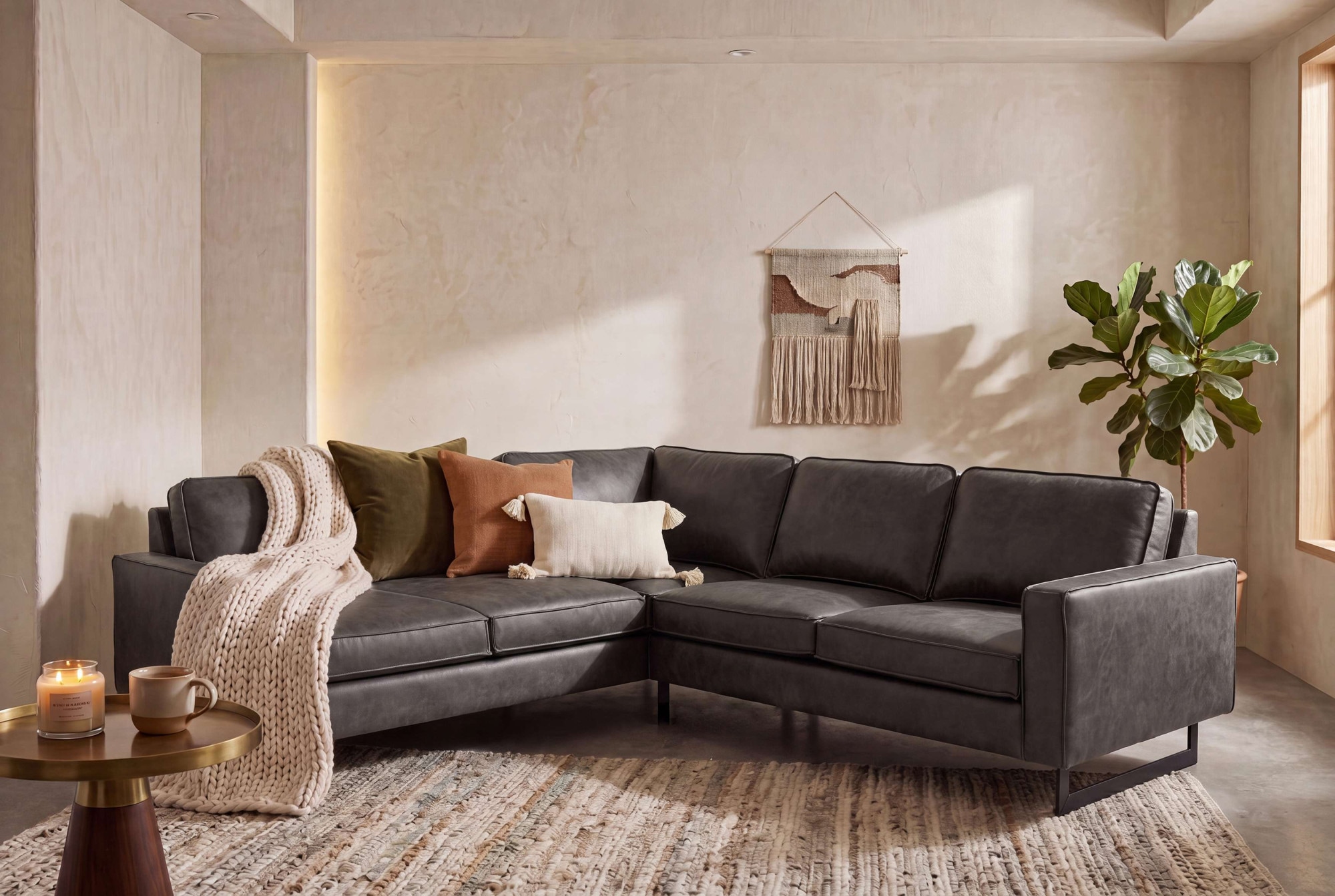 OTTO home Ecksofa »Pinto, XXL, 250/290 cm, langer Schenkel, Ottomane« Cord, Chenille, Lederoptik, mit Keder, Metallfüße, Wellenunterfederung