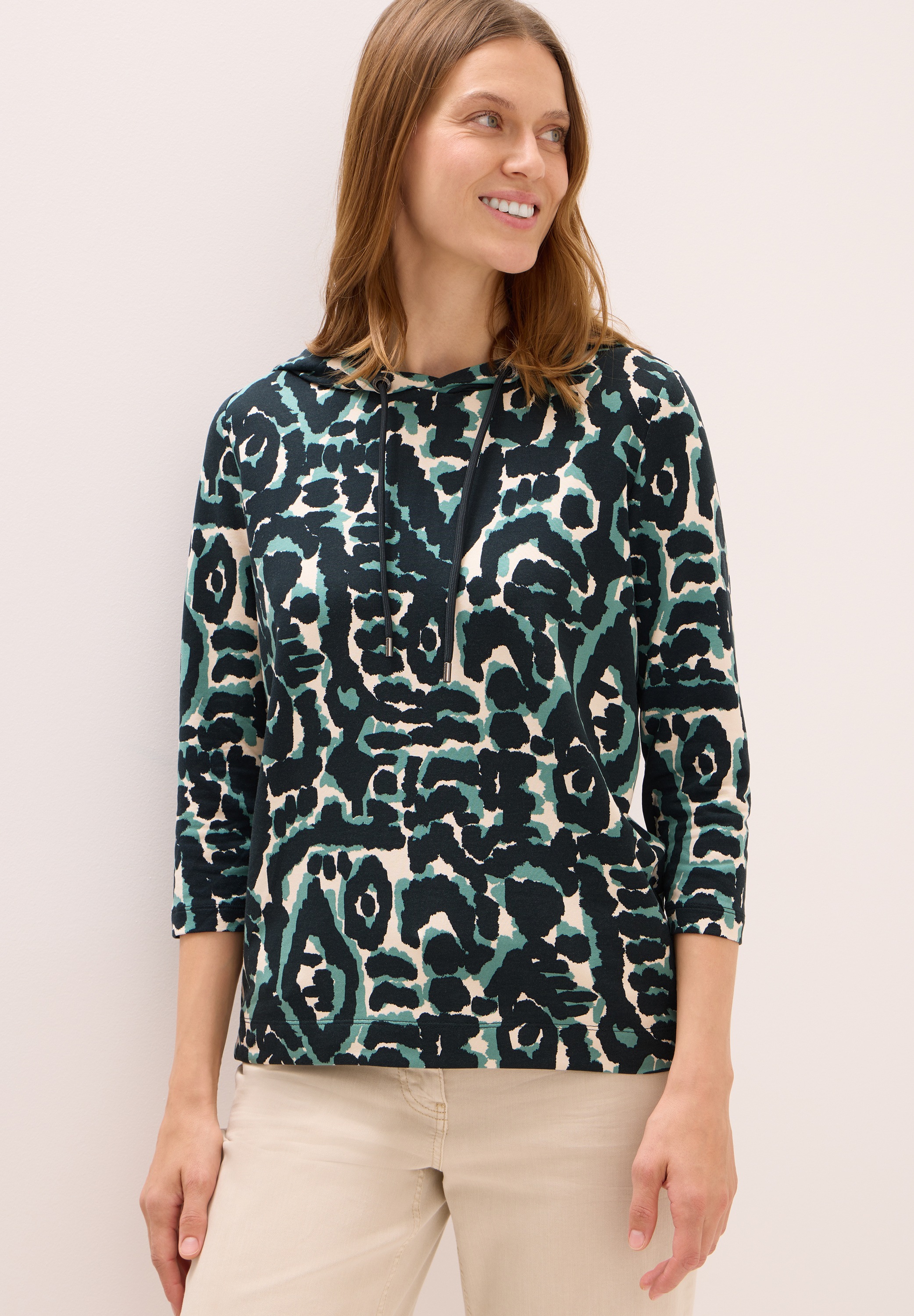 Cecil Kapuzensweatshirt mit 3/4 Arm, gemustert günstig online kaufen