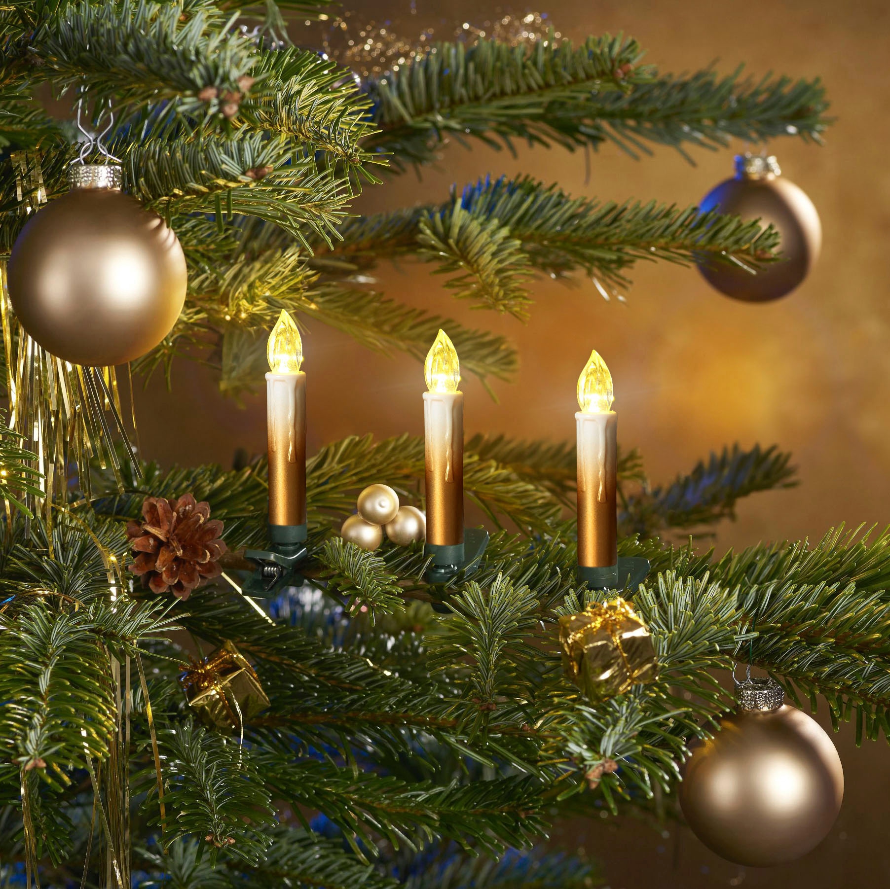 Leonique LED-Christbaumkerzen »Ahmady, St.-flammig, cm«, 25 25 Kerzen mit Weihnachtsdeko, Christbaumschmuck 10,2 BAUR Höhe | bestellen ca. kabellos Farbverlauf