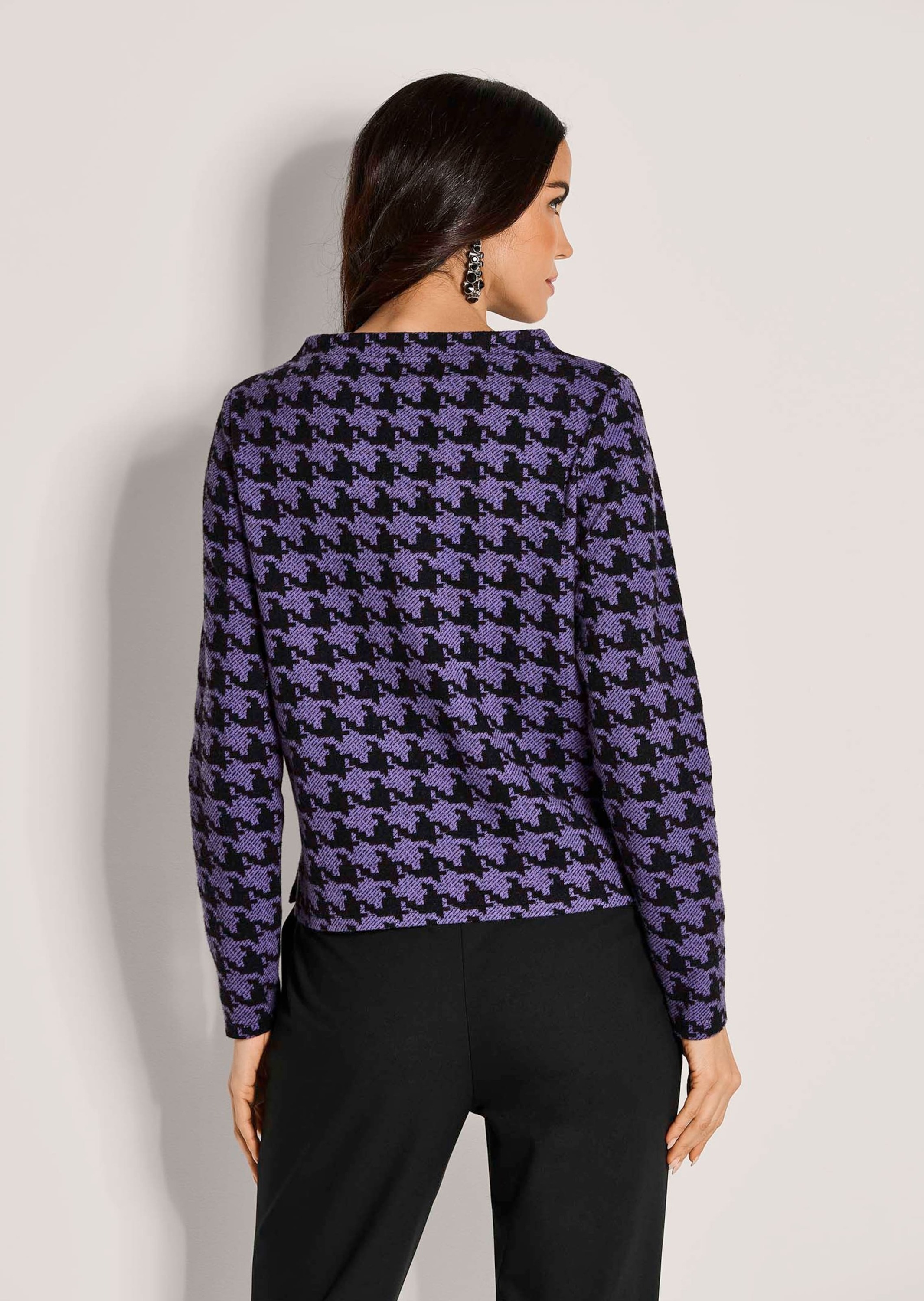 MADELEINE Langarmshirt »Sweatshirt Hahnentritt-Oberteil mit U-Boot-Ausschnitt«