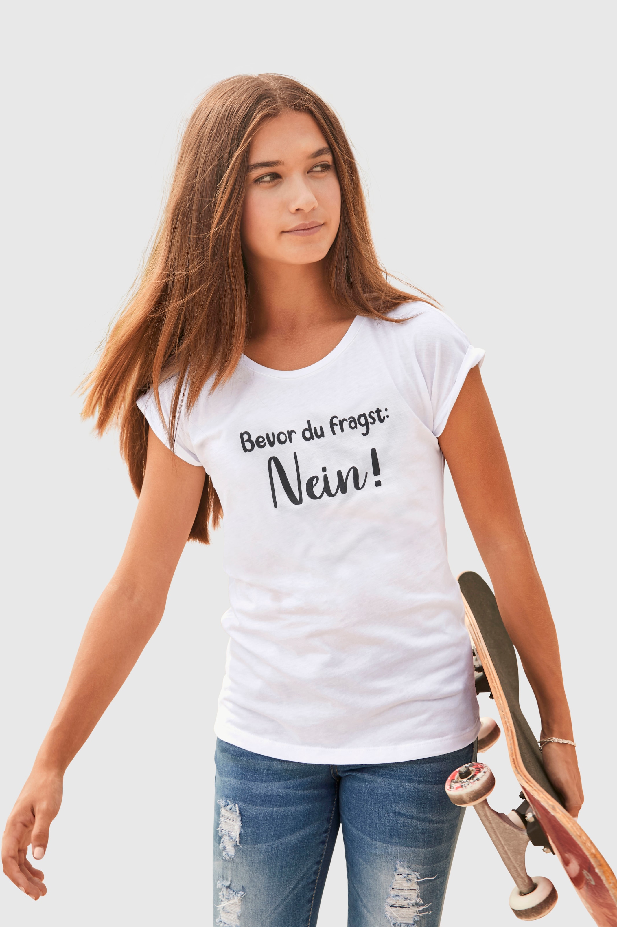 KIDSWORLD T-Shirt »Bevor Du fragst:  NEIN!«, in weiter legerer Form