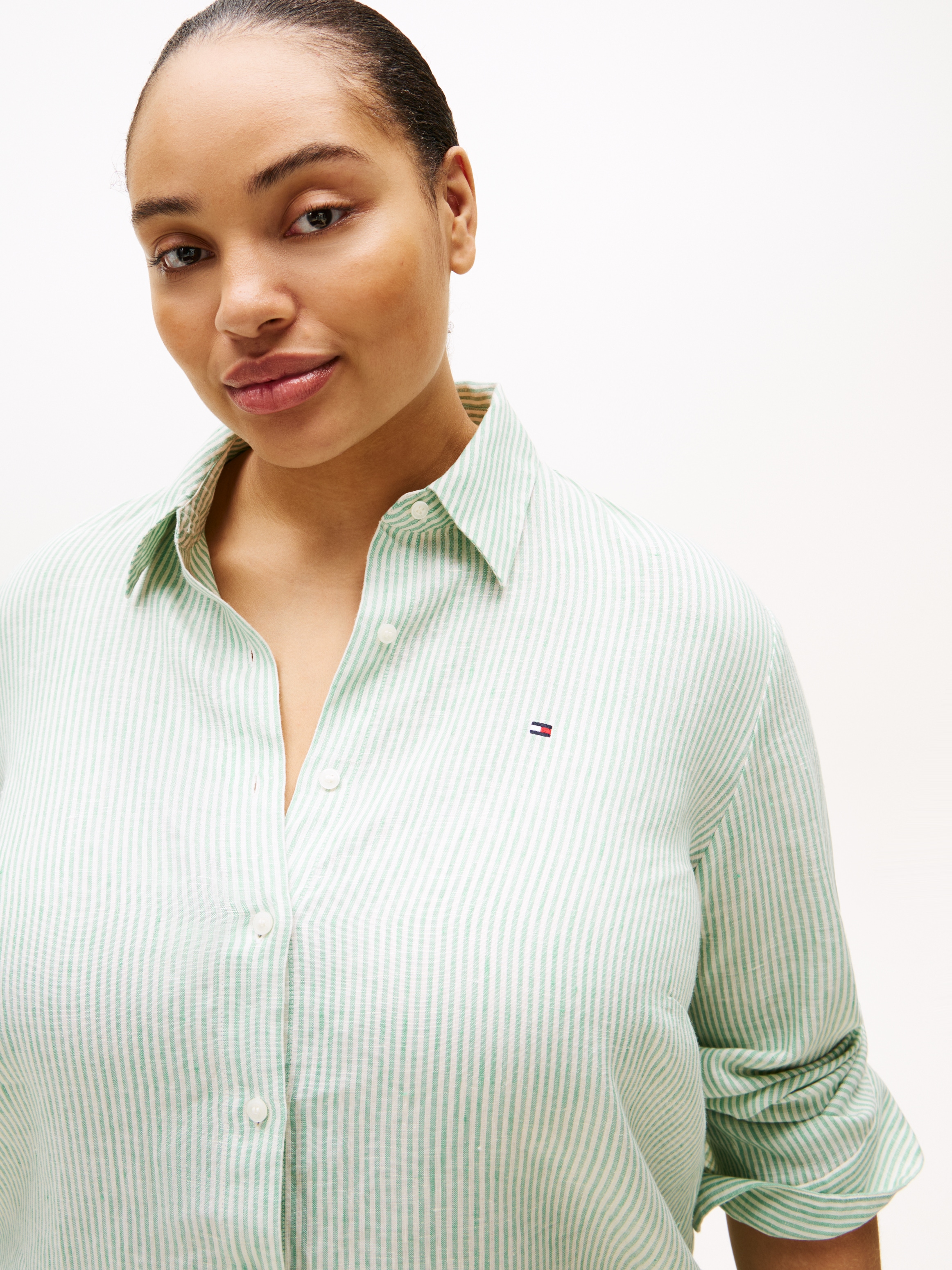 Tommy Hilfiger Curve Hemdbluse »CRV ESS LINEN RELAXED SHIRT«, in Großen Größen, Leinenqualität