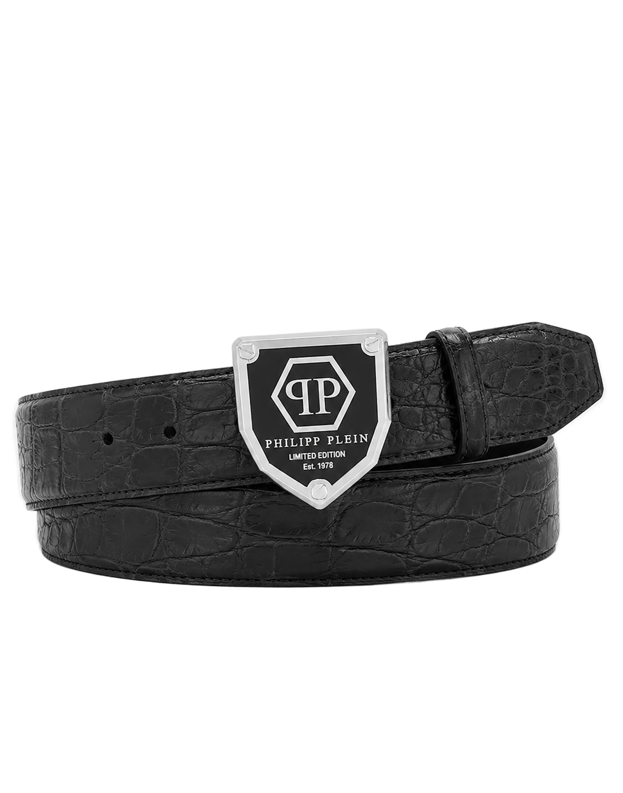 PHILIPP PLEIN Ledergürtel "Hexagon Crocco Geprägt"