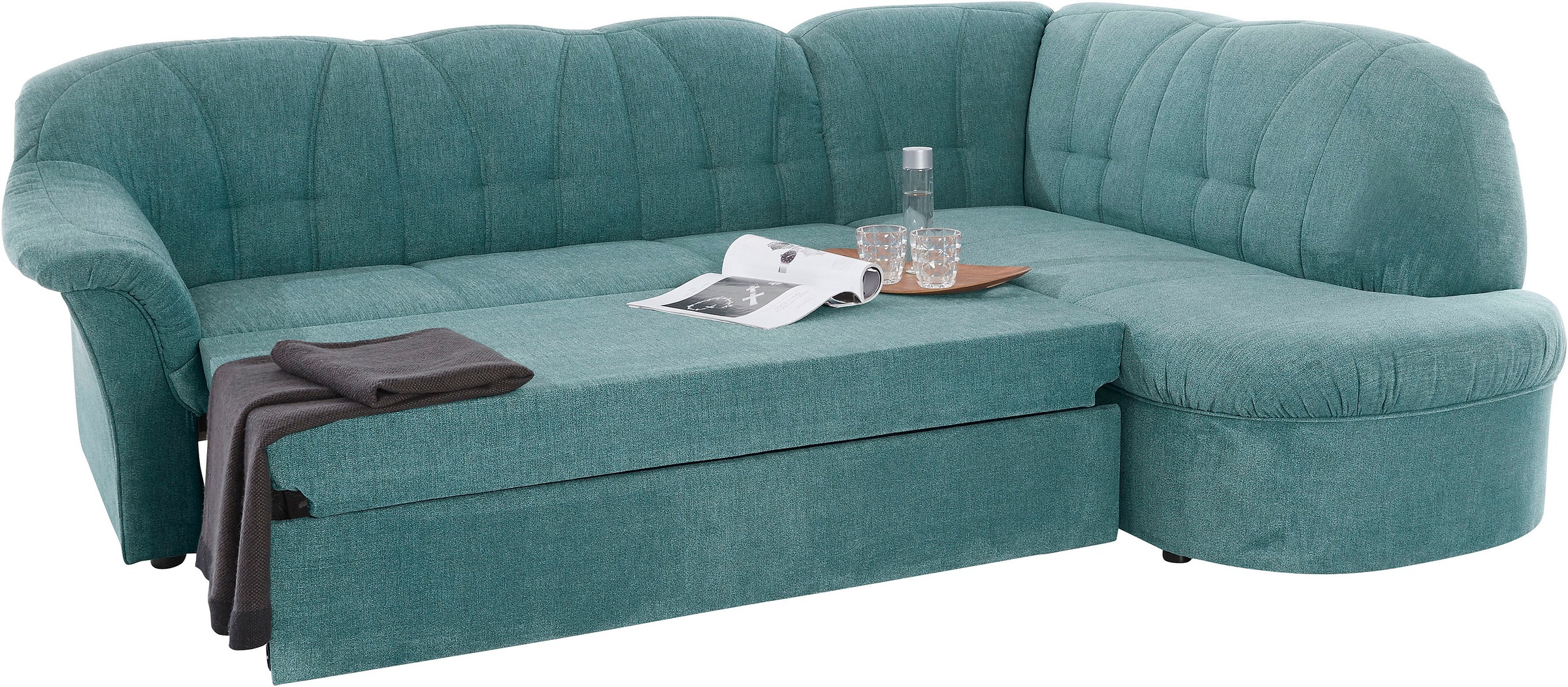 DOMO collection Ecksofa »Pegnitz, elegante Rückensteppung, zeitlose Formensprache, L-Form«, wahlweise mit Bettfunktion