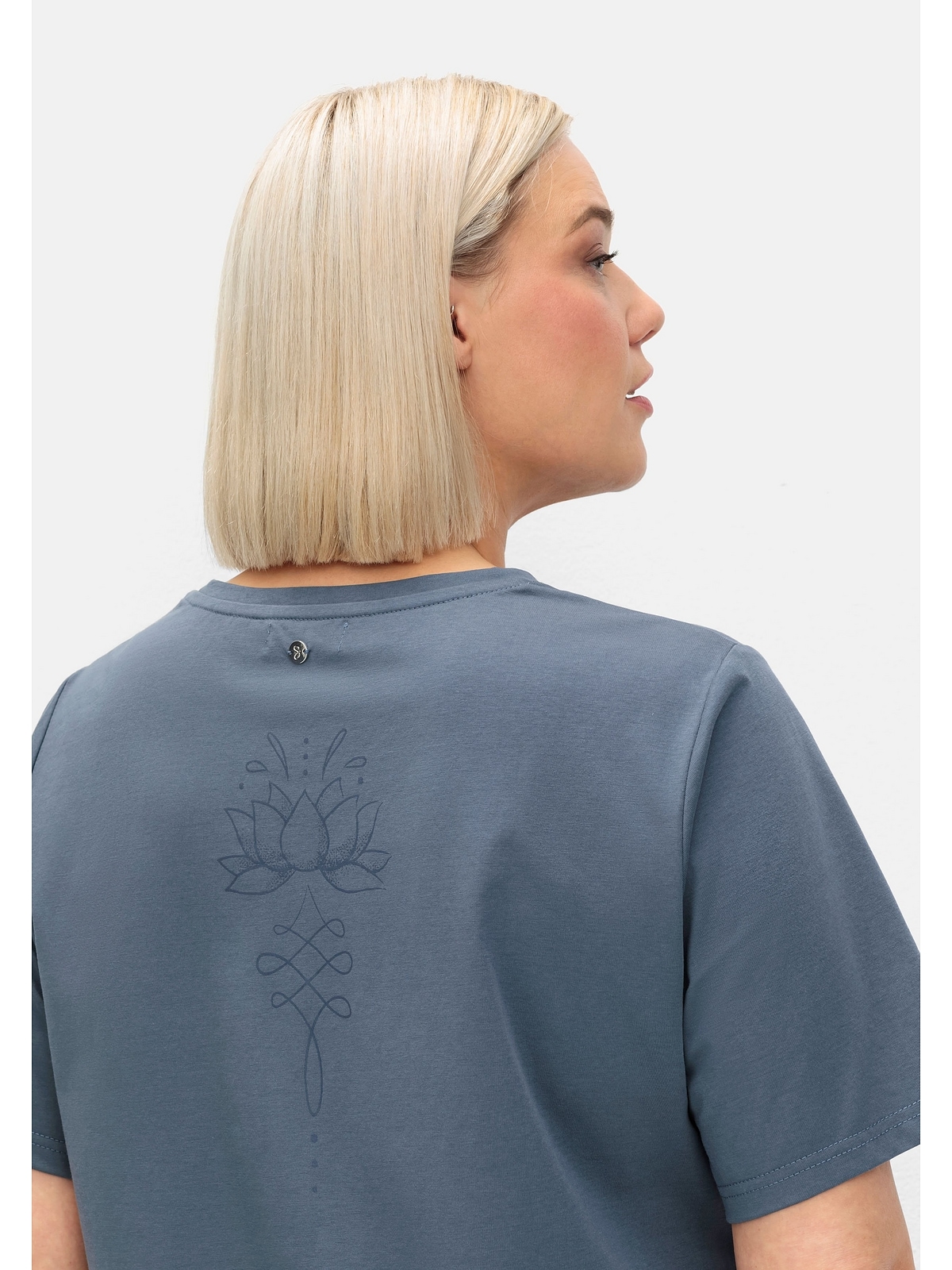 Sheego Yoga & Relax Shirt »Große Größen«, in Lagenoptik, mit Lotusdruck hinten