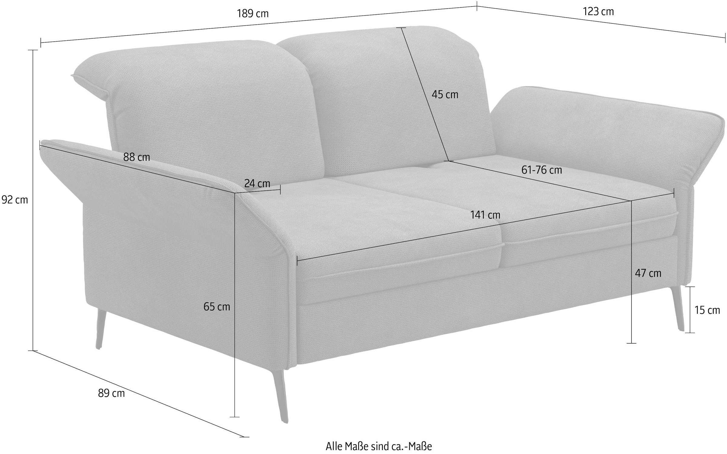 sit&more 2,5-Sitzer »Emely«, mit Sitztiefenverstellung, optional mit Bettfunktion