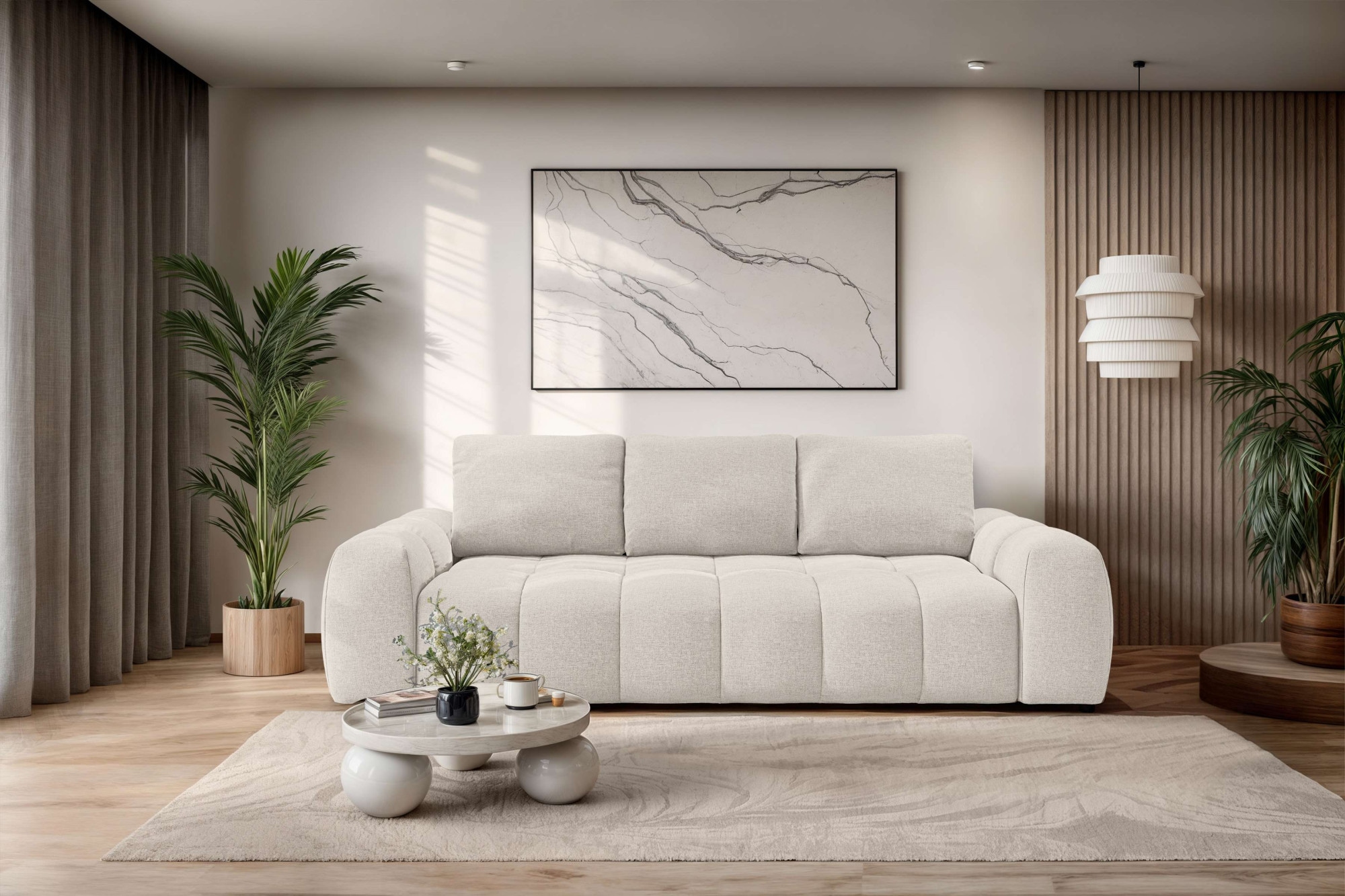 OTTO home 3-Sitzer »AZITA optionale Schlafsofa mit Bettkasten, Breite 253cm« Sofa mit Wellenunterfederung, Bubble-Optik, Verlässliche Qualität