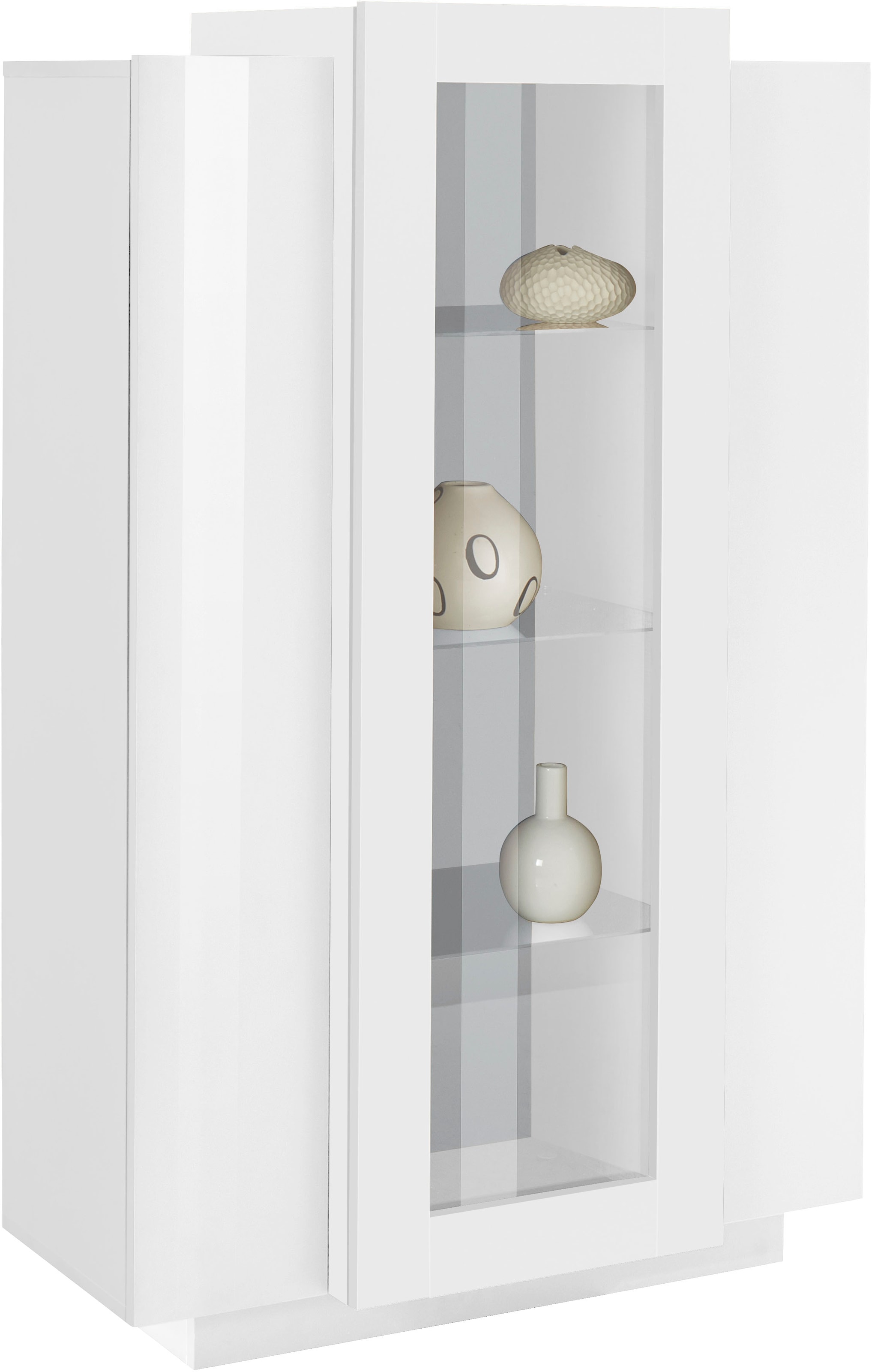 INOSIGN Vitrine »Coro, Vitrine, Glasvitrine, Vitrinenschrank, Stauraumvitrine«, 3 Türen davon 1 Glastür, 9 Fächer, Doppeltiefe, Höhe 120,5cm