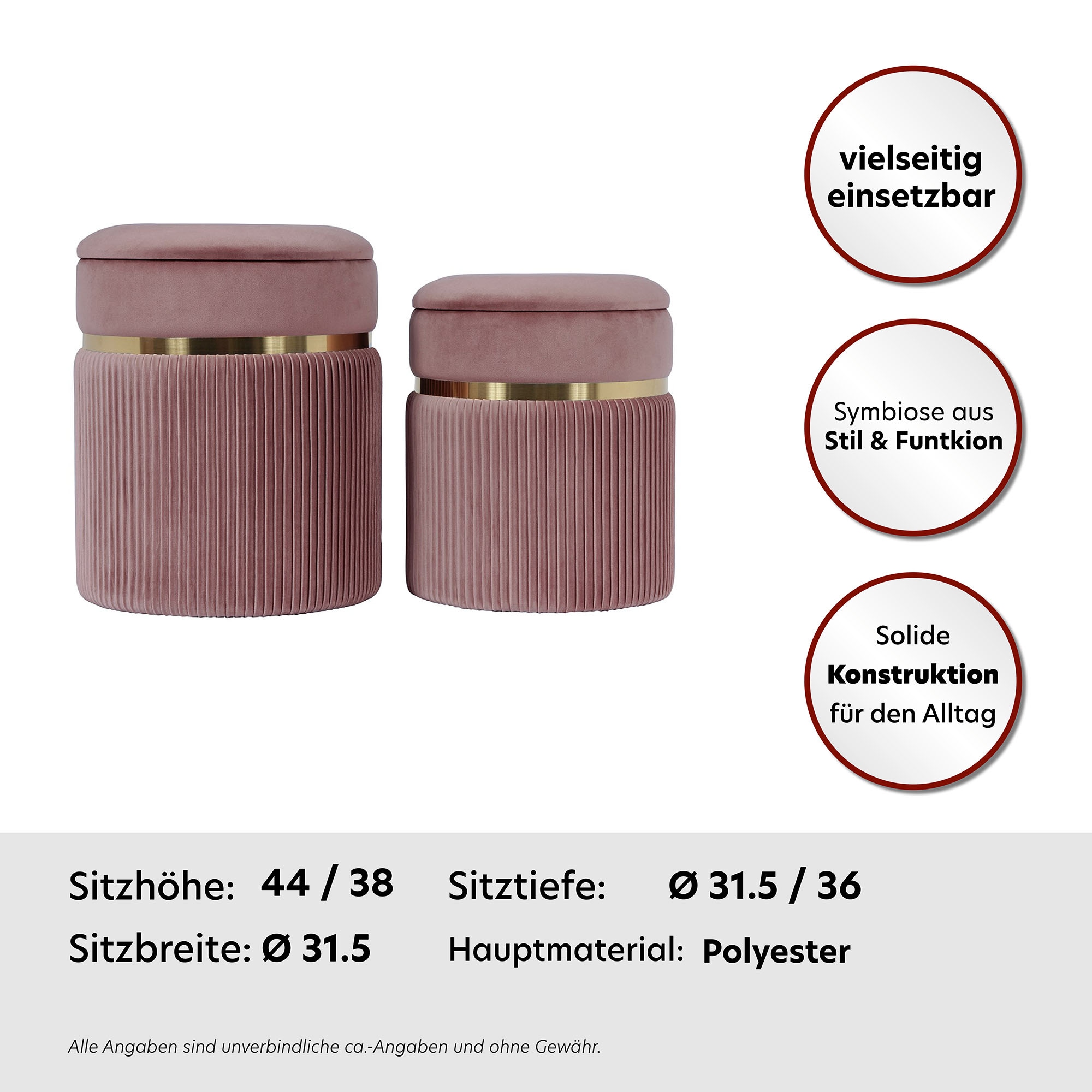 Kayoom Polsterhocker »Hocker Zora 325 2er-Set«, gepolstert, mit Stauraum