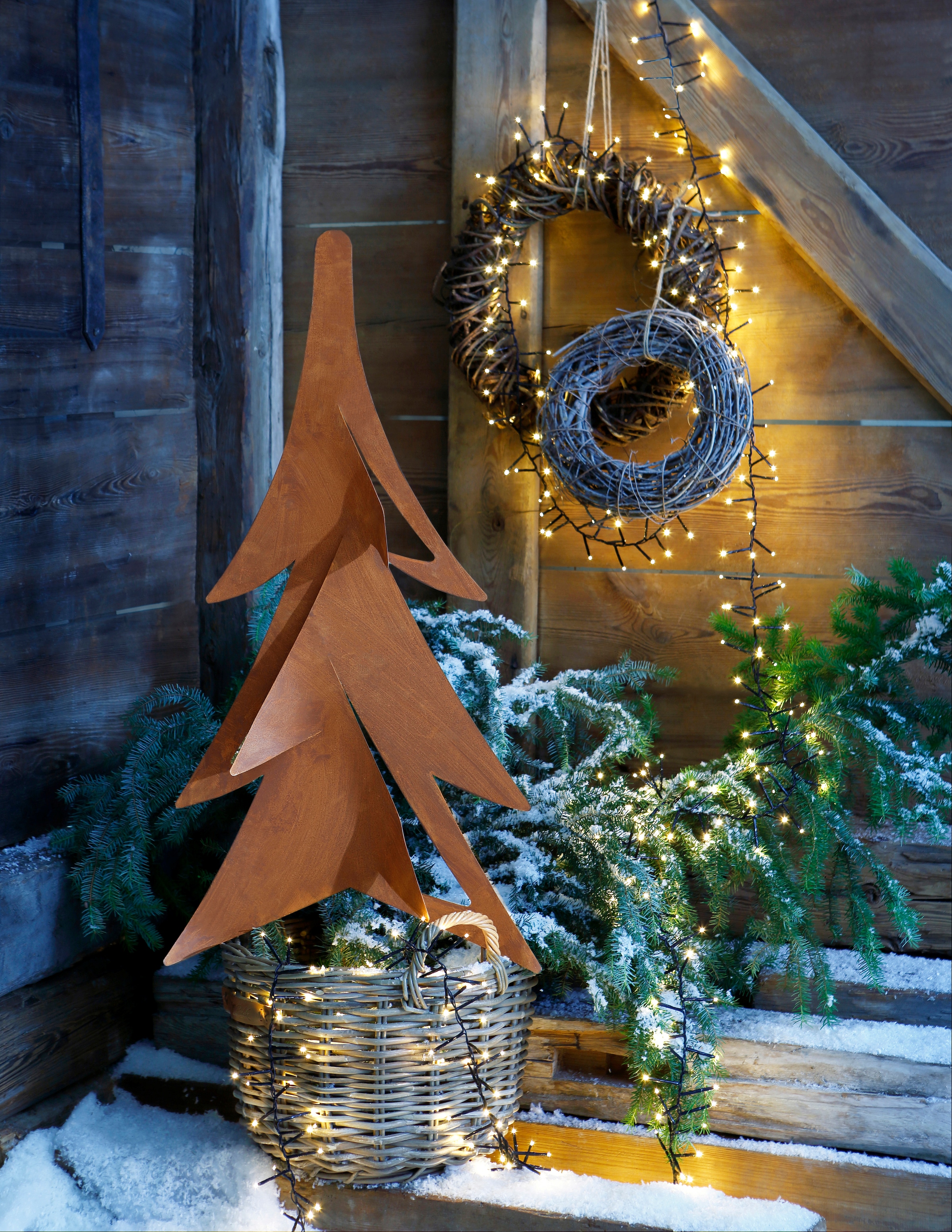 my home Dekobaum Gartenstecker aussen«, bestellen Metall, Höhe BAUR ca. Weihnachtsdeko rostiger | aus mit Oberfläche, 100 cm »Tanne