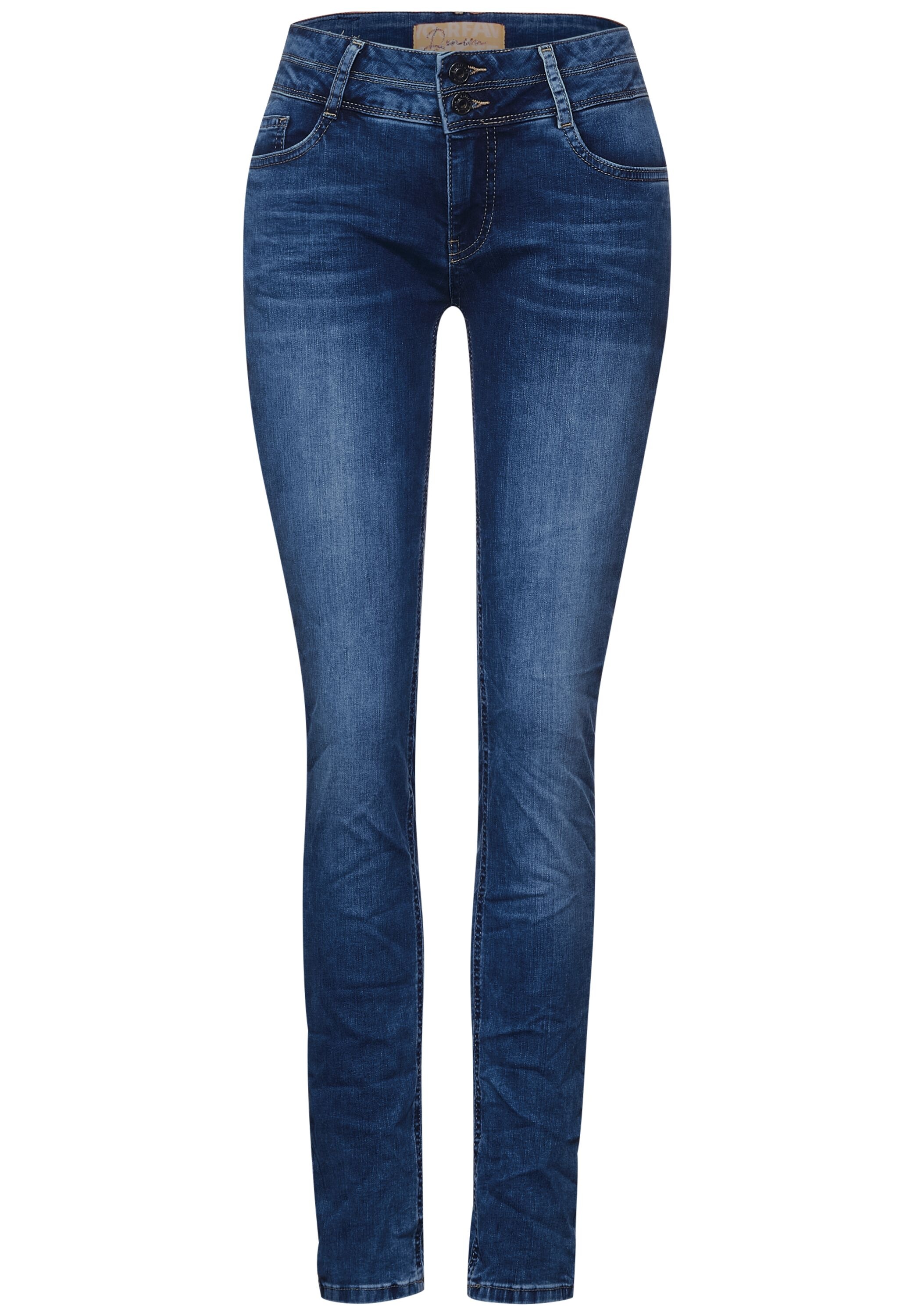 STREET ONE Slim-fit-Jeans, in dunkelblauer Waschung