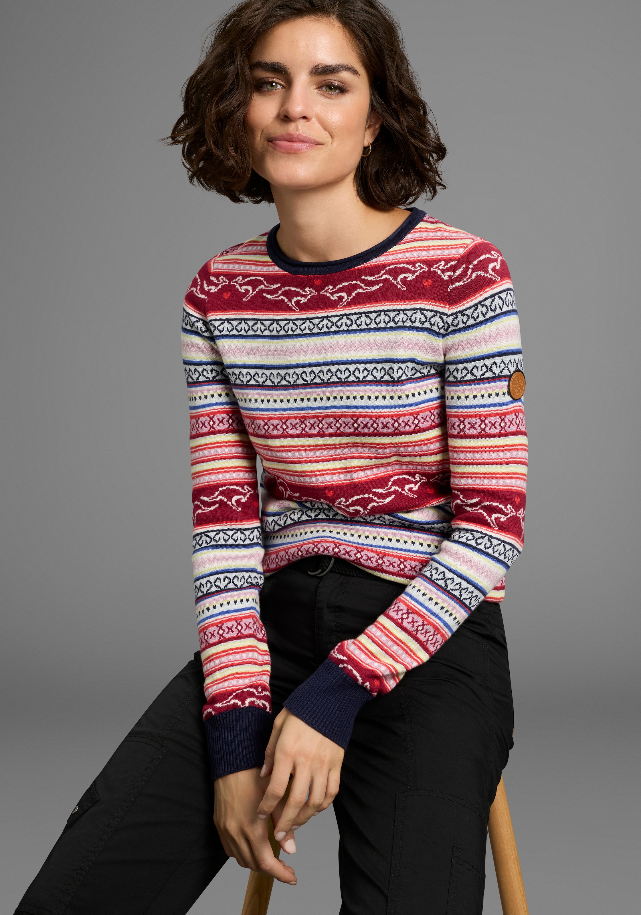 KangaROOS Norwegerpullover mit Rippstrickbündchen