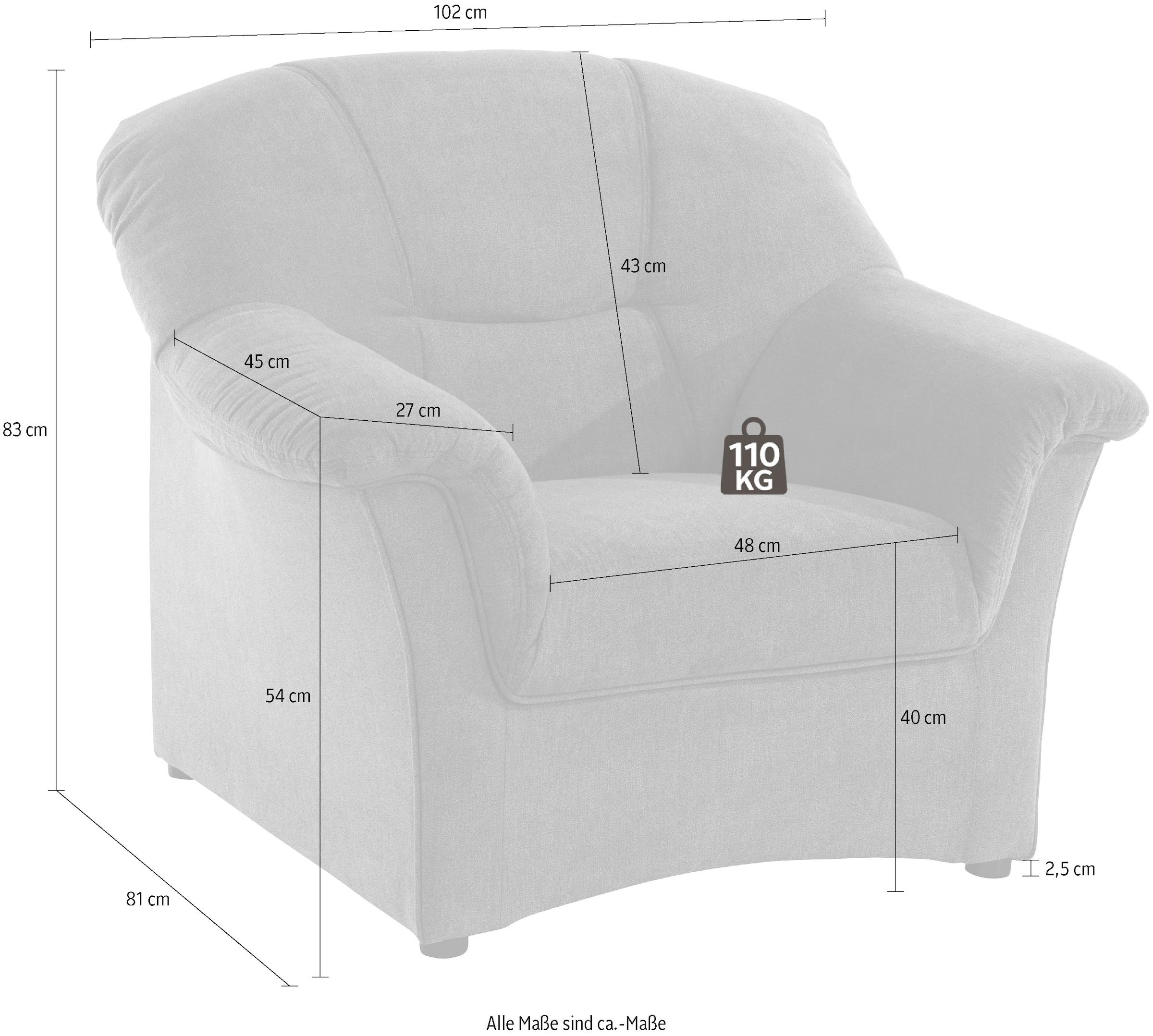 DOMO collection Sessel, mit und ohne Federkern lieferbar