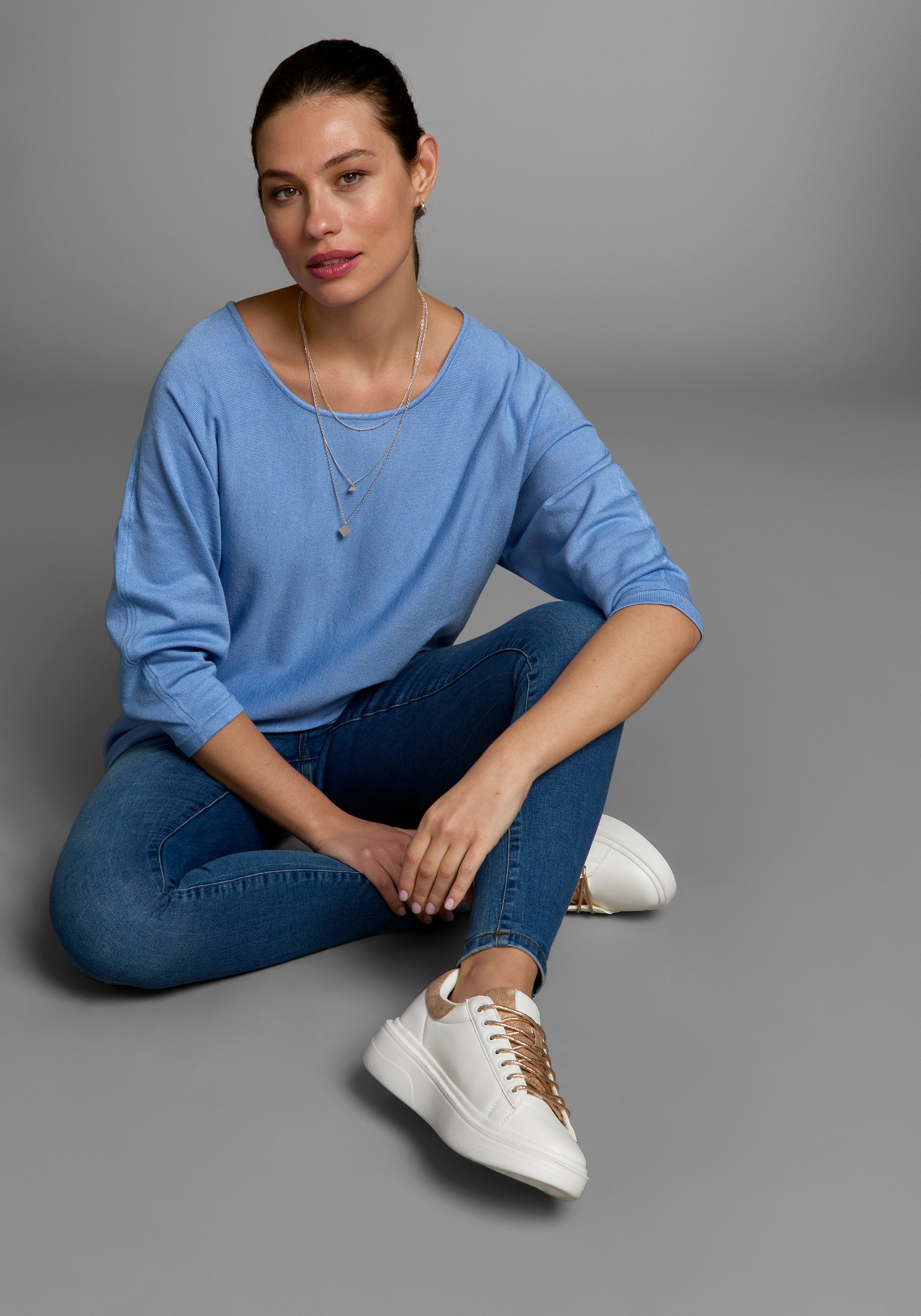 Thumbnail - Laura Scott Fledermauspullover mit 3/4 Ärmeln und lässiger Form