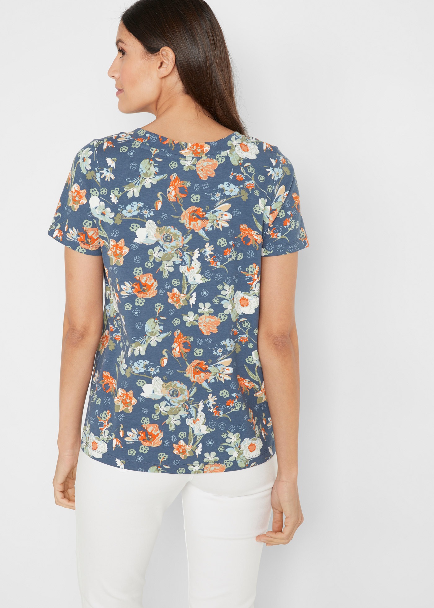 Thumbnail - bonprix T-Shirt "Shirt mit Druck, kurzarm" mit All-Over Print und V-Ausschnitt