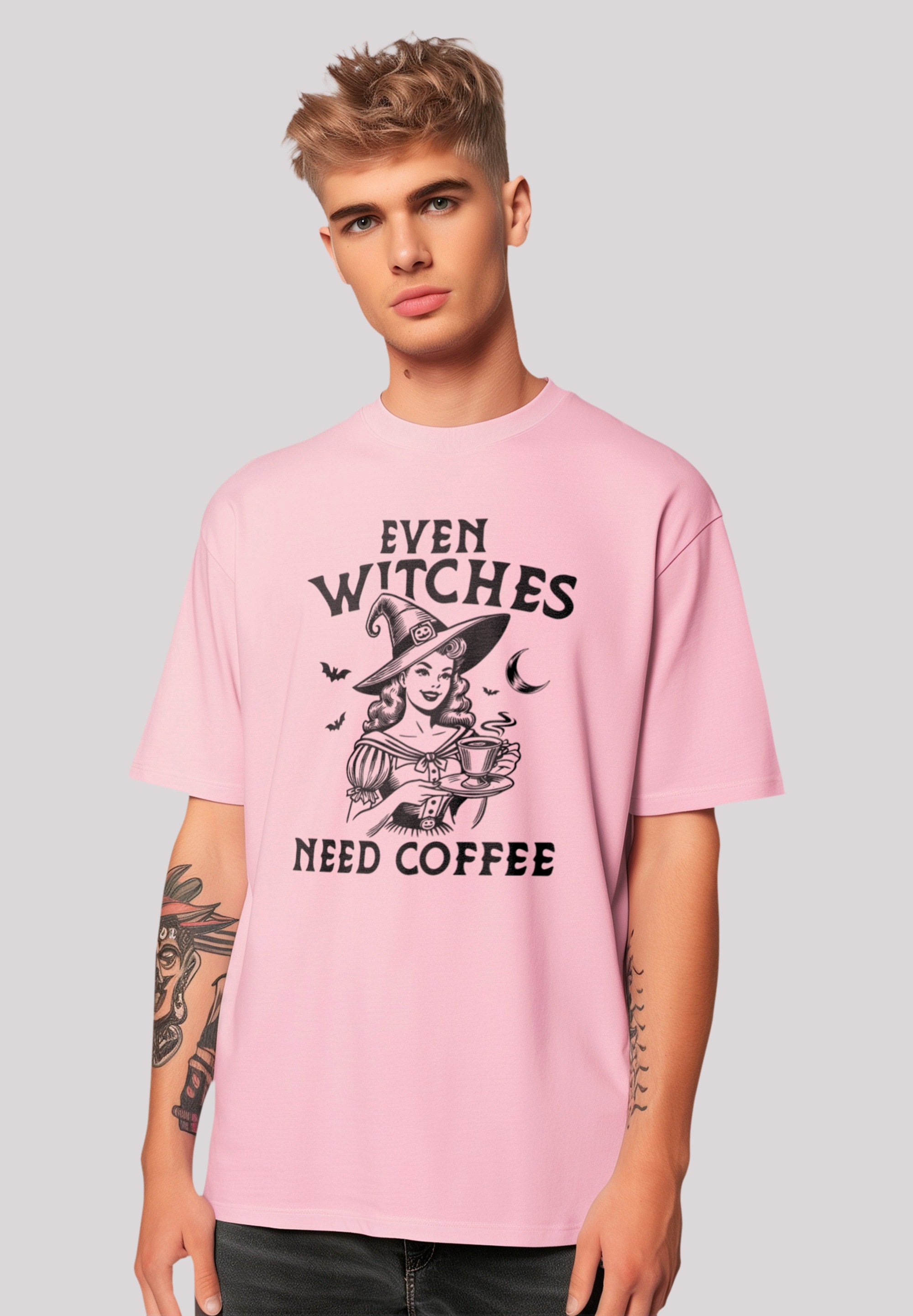 F4NT4STIC T-Shirt "Halloween Witch even witches need coffee", Premium Quali günstig online kaufen