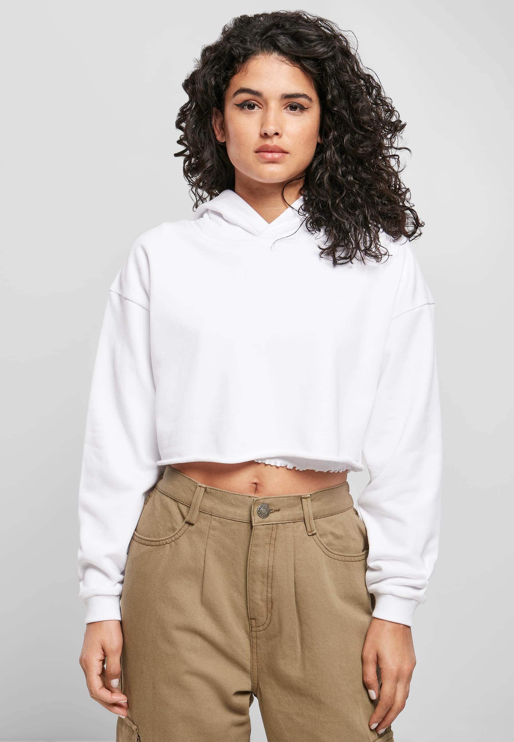 URBAN CLASSICS Rundhalspullover »Urban Classics Damen Ladies Oversized Cropped Hoody«, (1 tlg.)