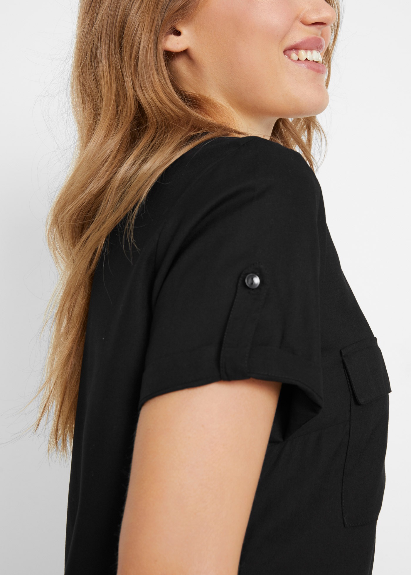 Bonprix Women's Short Sleeve Blouse Black Size 48 2