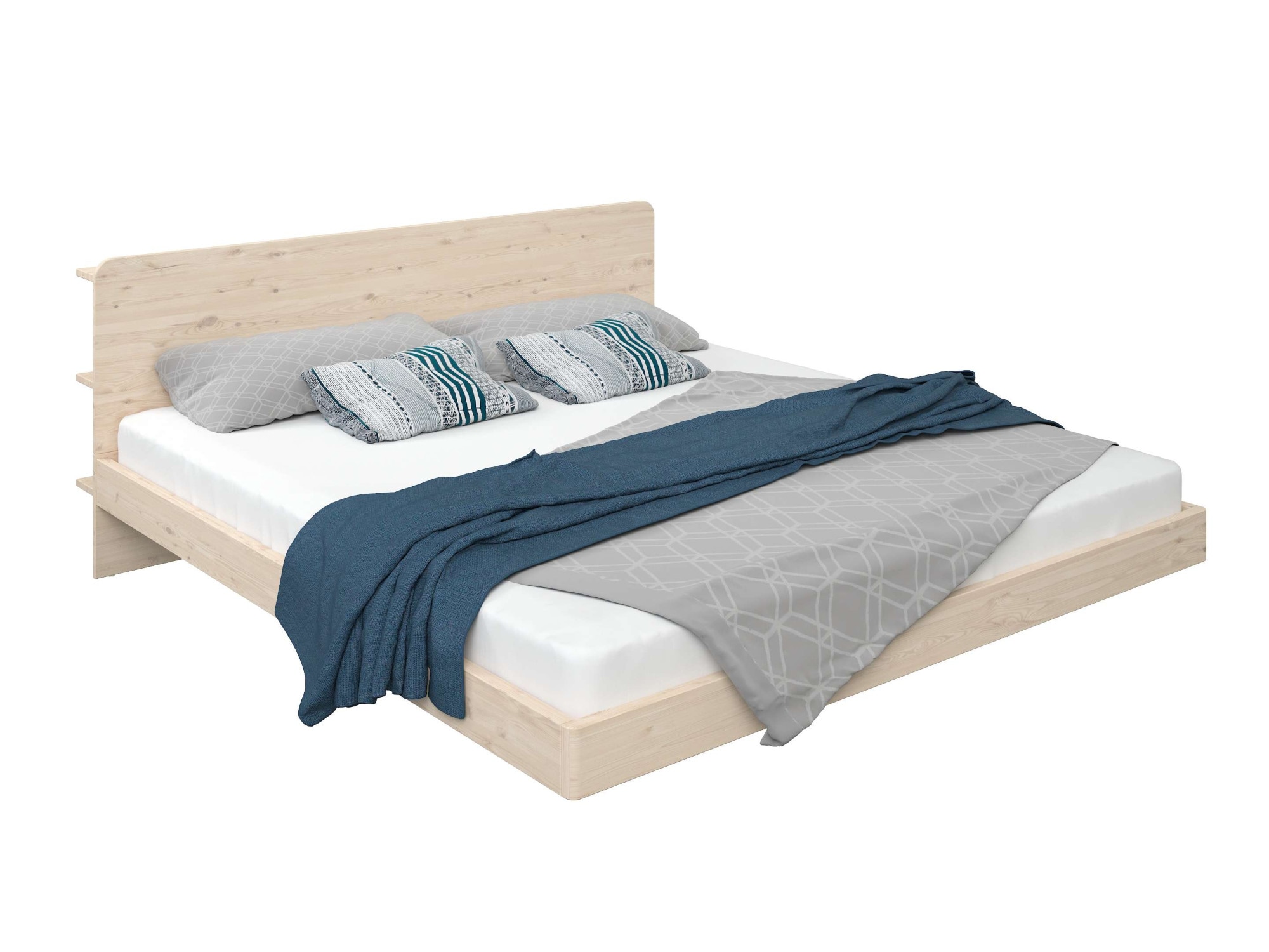 OTTO home Massivholzbett »Amaliah Schwebebett, versteckte Regale hinter dem Kopfteil,« schwebender Effekt, mit Lattenrost, modernes Design, stabile Qualität