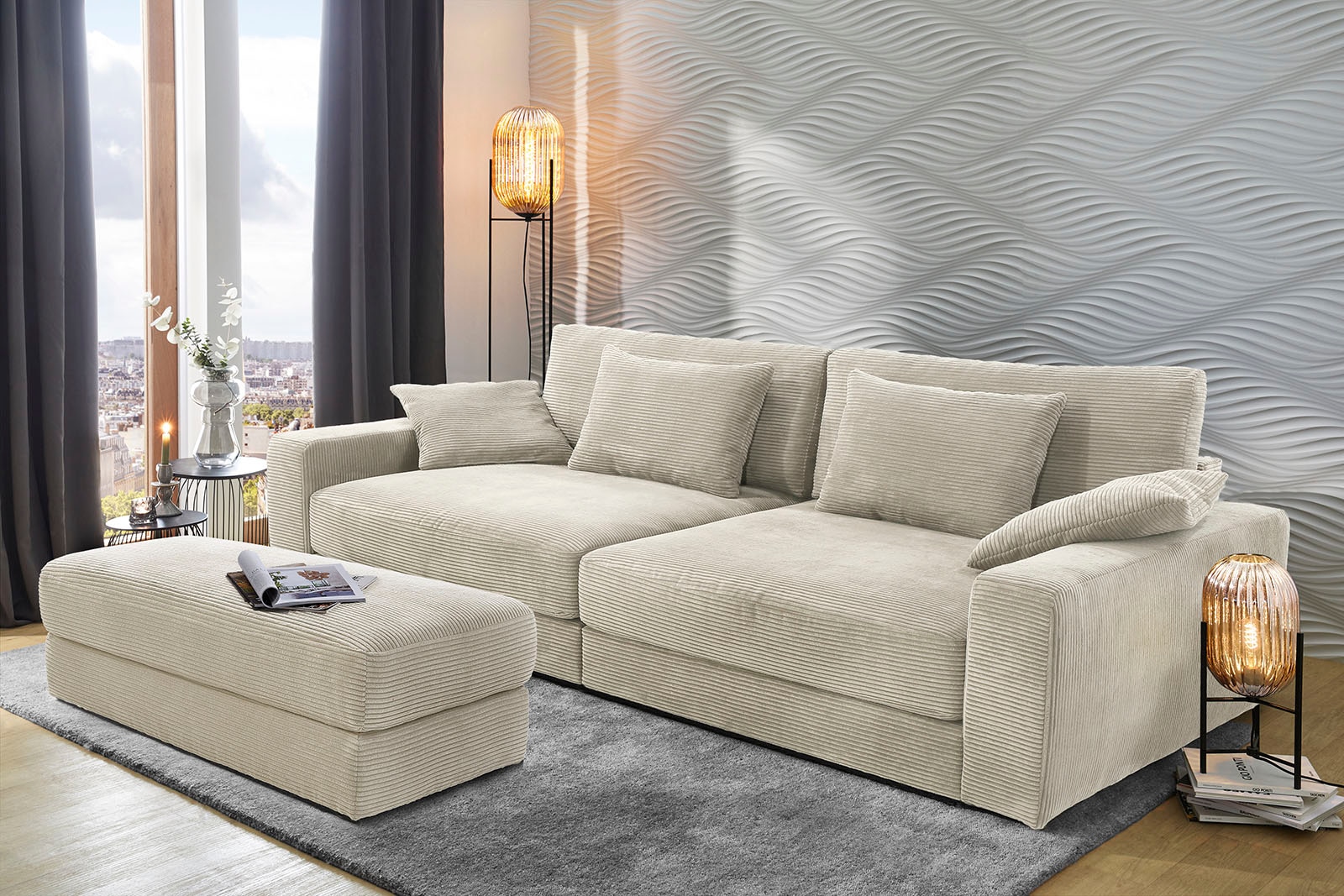 Jockenhöfer Gruppe Big-Sofa »Milano XXL, B: 290 cm« mit Zierkissen, Relaxfläche 120x240 cm, Federkern