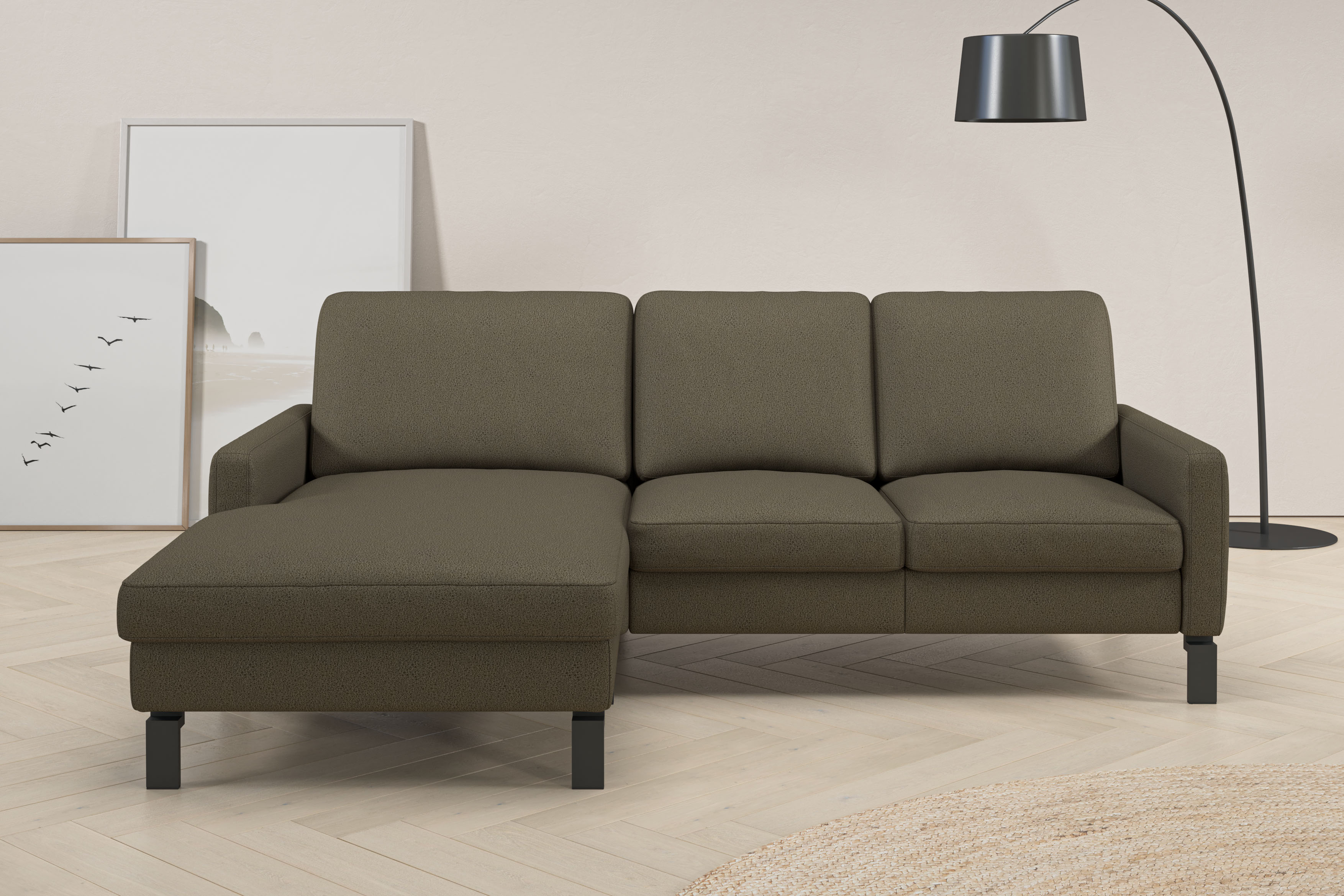 Home affaire Ecksofa "Lecce, L-Form, Federkernpolsterung, Breite 224 cm" inkl. saugroboterfreundliche Höhe & schmale Armlehnen