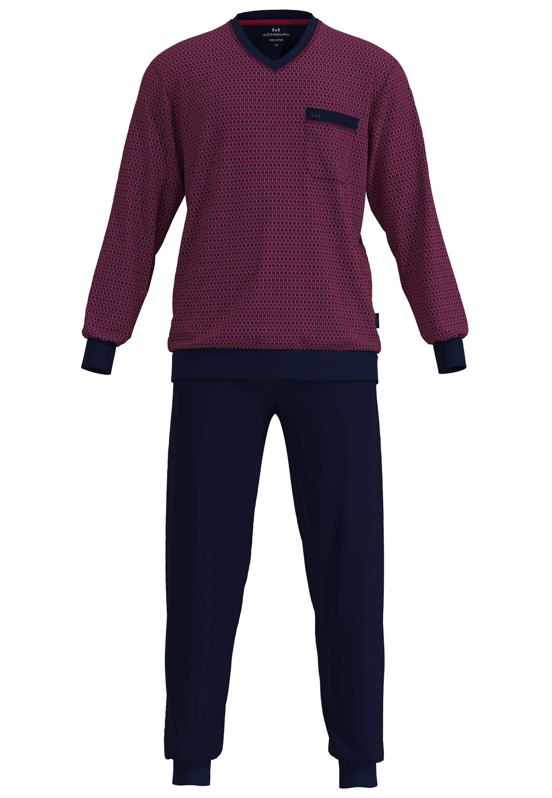 GÖTZBURG Schlafanzug "Kos" 2 Stk. tlg., mit V-Ausschnitt, lange Ärmel und B günstig online kaufen