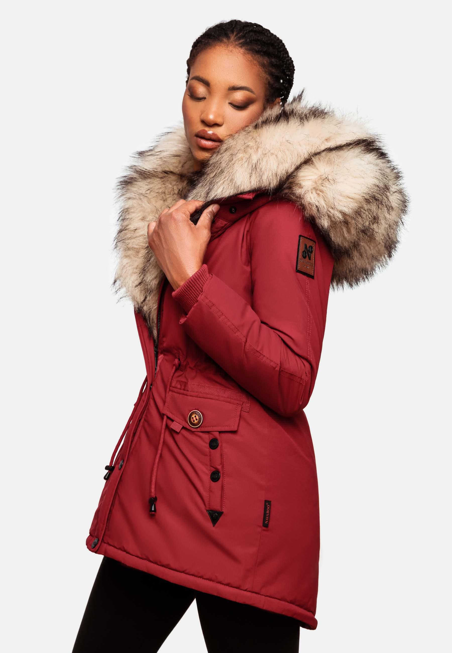 Navahoo Wintermantel »Sweety«, Winterparka mit 2 Kunstpelz-Kapuzen