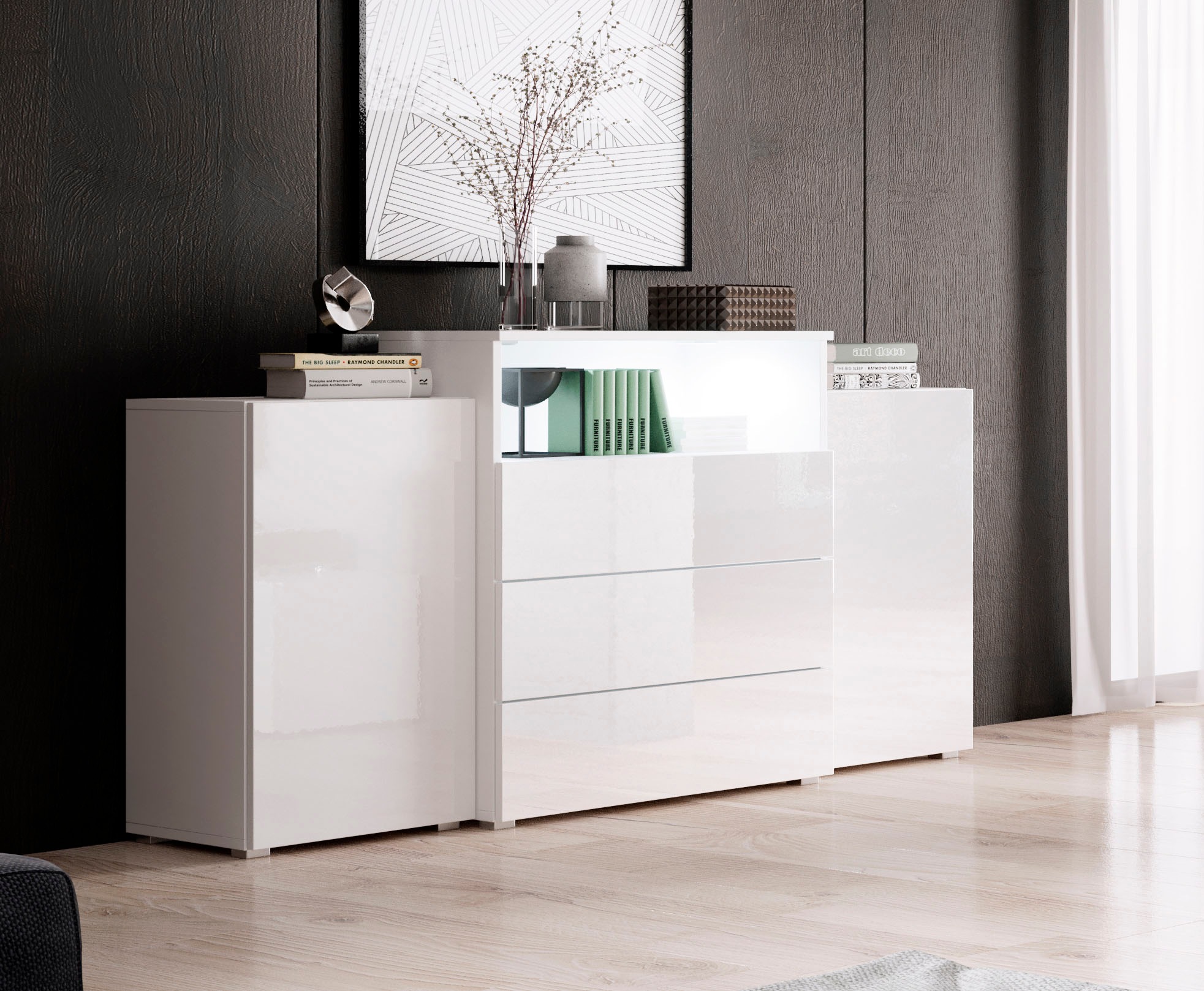 INOSIGN Sideboard "URBAN III", Moderne Kommode mit 3 Schubladen und 4 Fäche günstig online kaufen