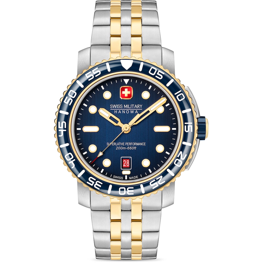 Swiss Military Hanowa Schweizer Uhr »BLACK MARLIN, SMWGH0001760«, Quarzuhr, Armbanduhr, Herrenuhr, Swiss Made, bicolor, Datum