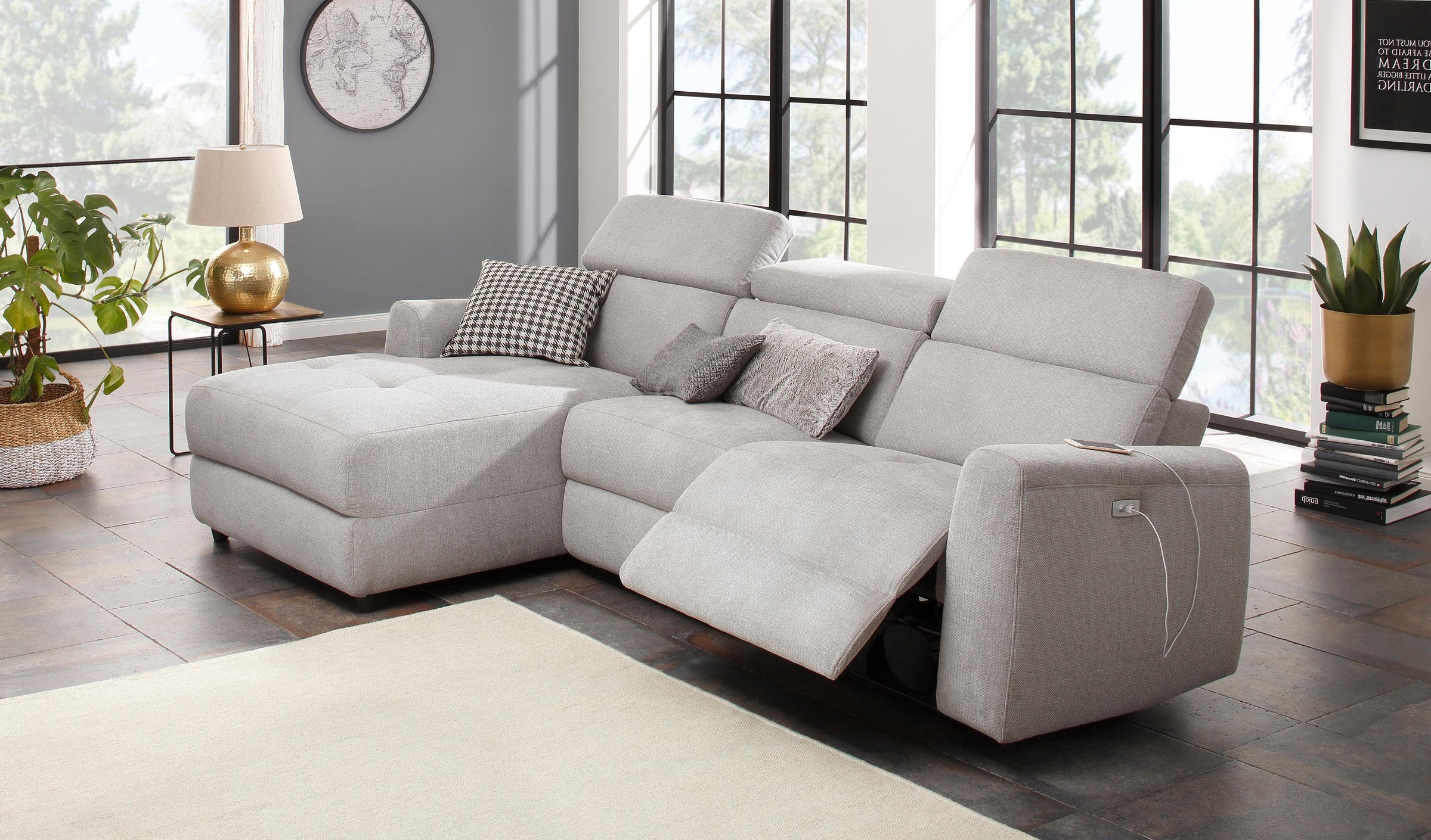 Home affaire Ecksofa »Sentrano, L-Form,«, 275 cm, man. o. elektr. Relaxfunktion und USB/Kopfverstellung