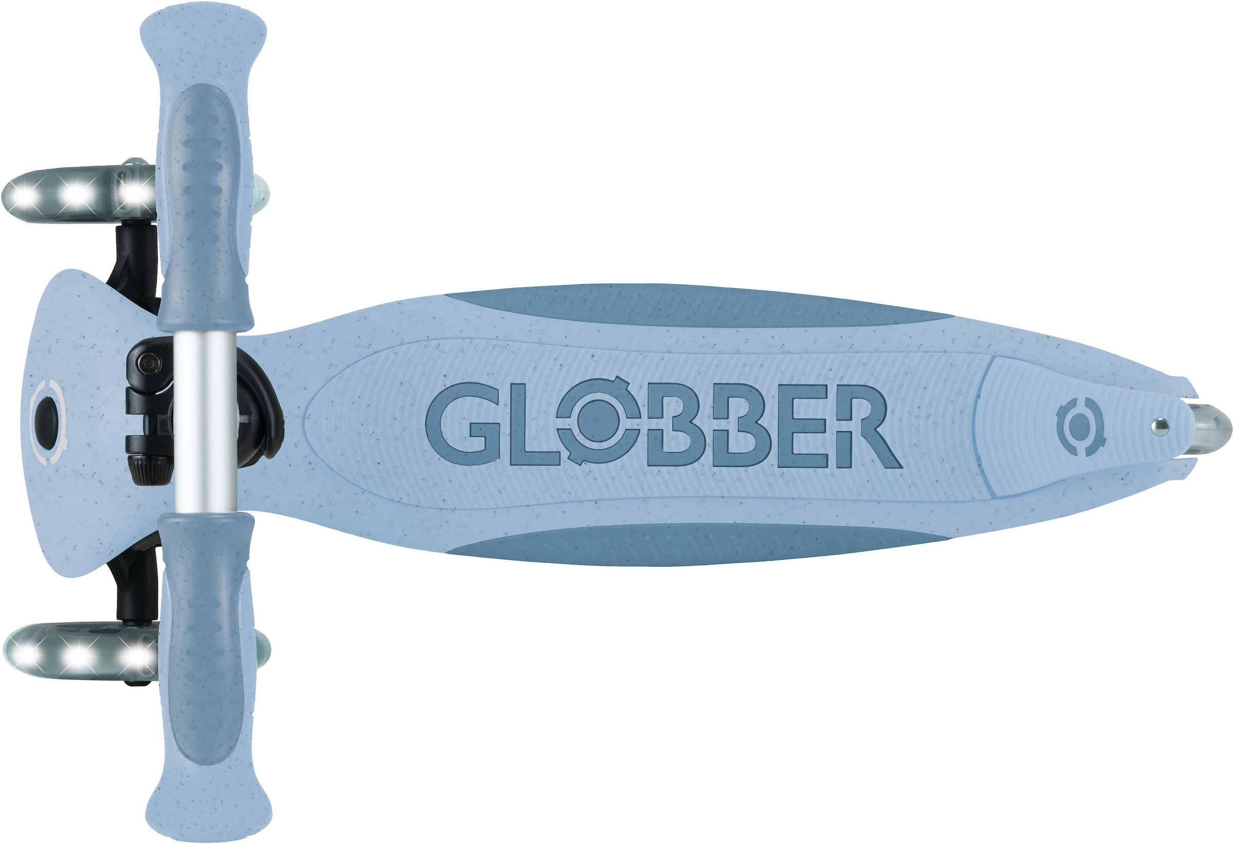 Globber Tretroller »GO-UP DELUXE LIGHTS ECO 360, mit Leuchtrollen« Aufsitzrad mit Schubstange, Laufrad und Scooter