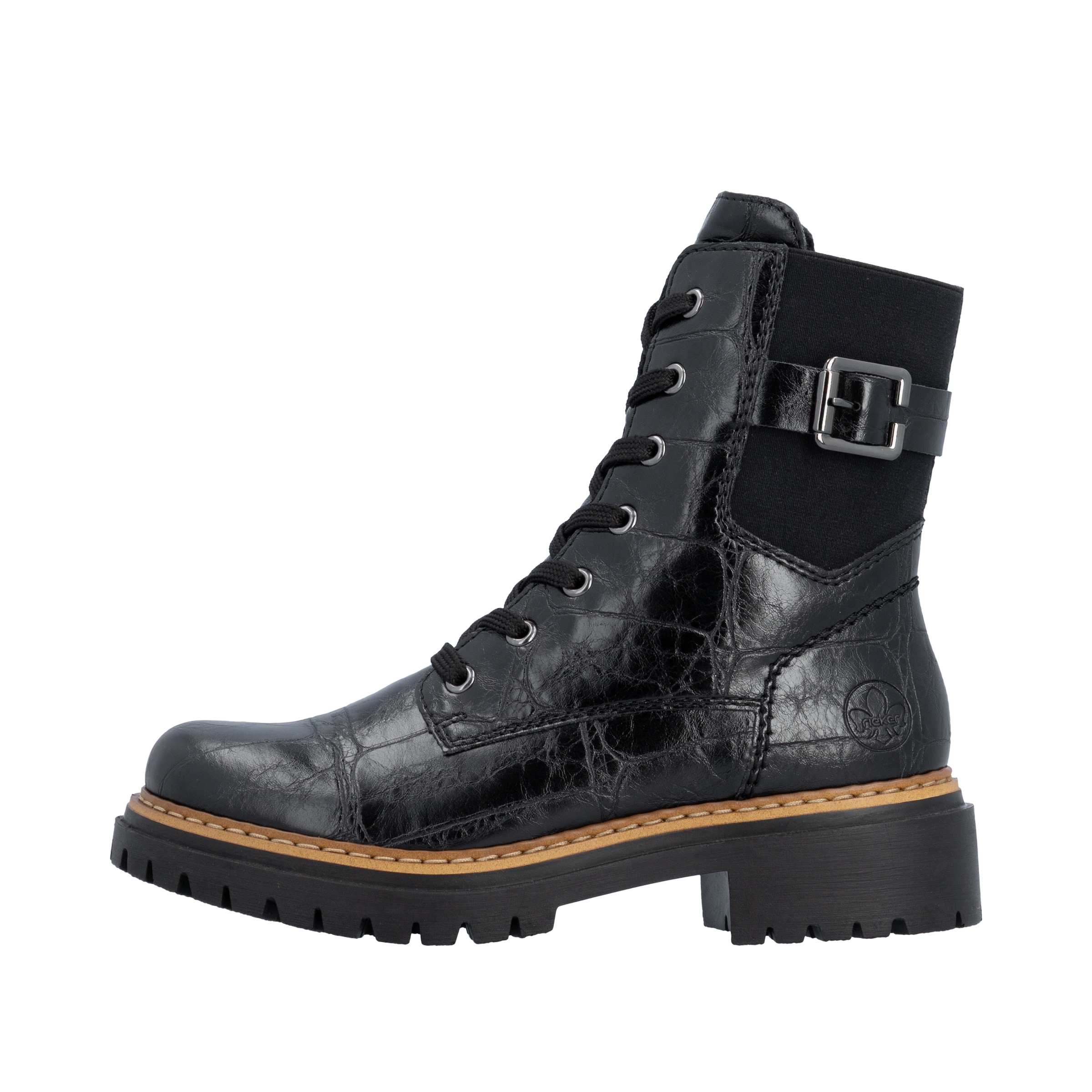 Rieker Schnürboots  Schnürstiefelette, Blockabsatz in Used-Optik