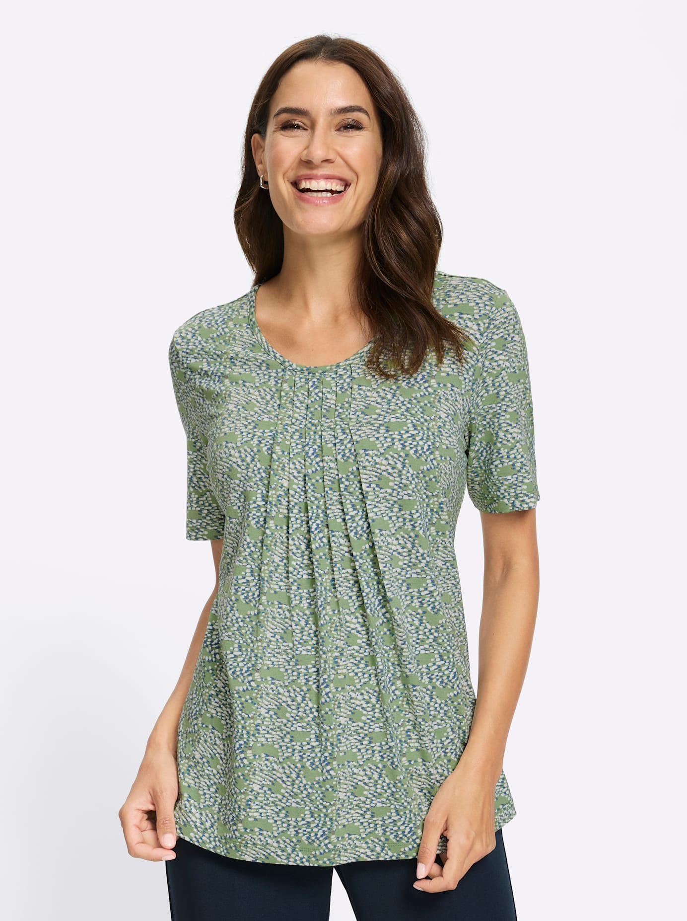 INSPIRATIONEN Print Shirt Women Eucalyptus Gray Size 50 4