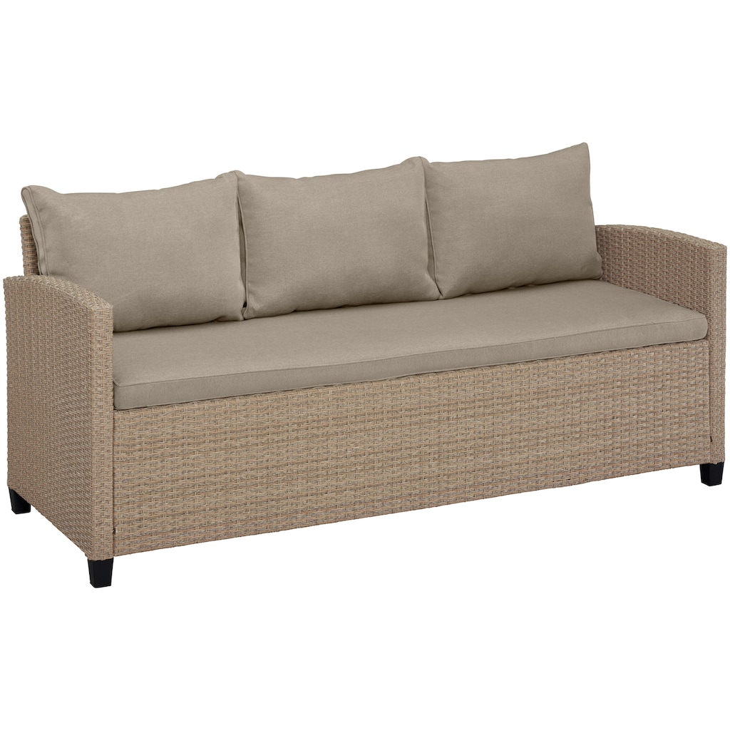 KONIFERA Gartenlounge-Set »Amsterdam«, (Set, 16 tlg., 1x 3er Sofa, 1x 2 Sessel, 2x Hocker, 1xTisch 144,5x74x67cm,Polyrattan)