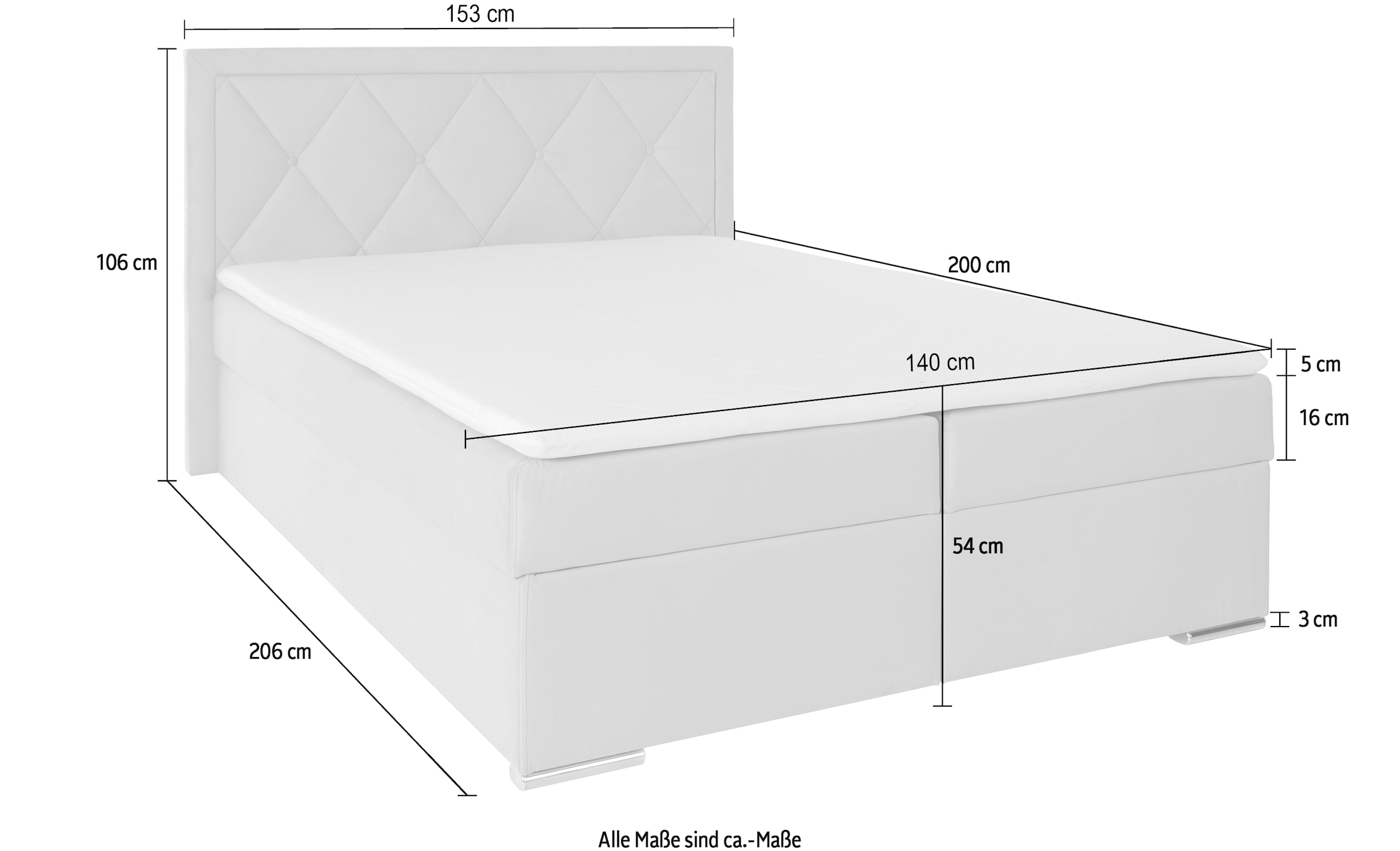 Leonique Boxbett »Alfie, Bestseller, wahlweise mit Bettkasten«, mit Knopfheftung im Kopfteil, H2, H3 und H4 wählbar