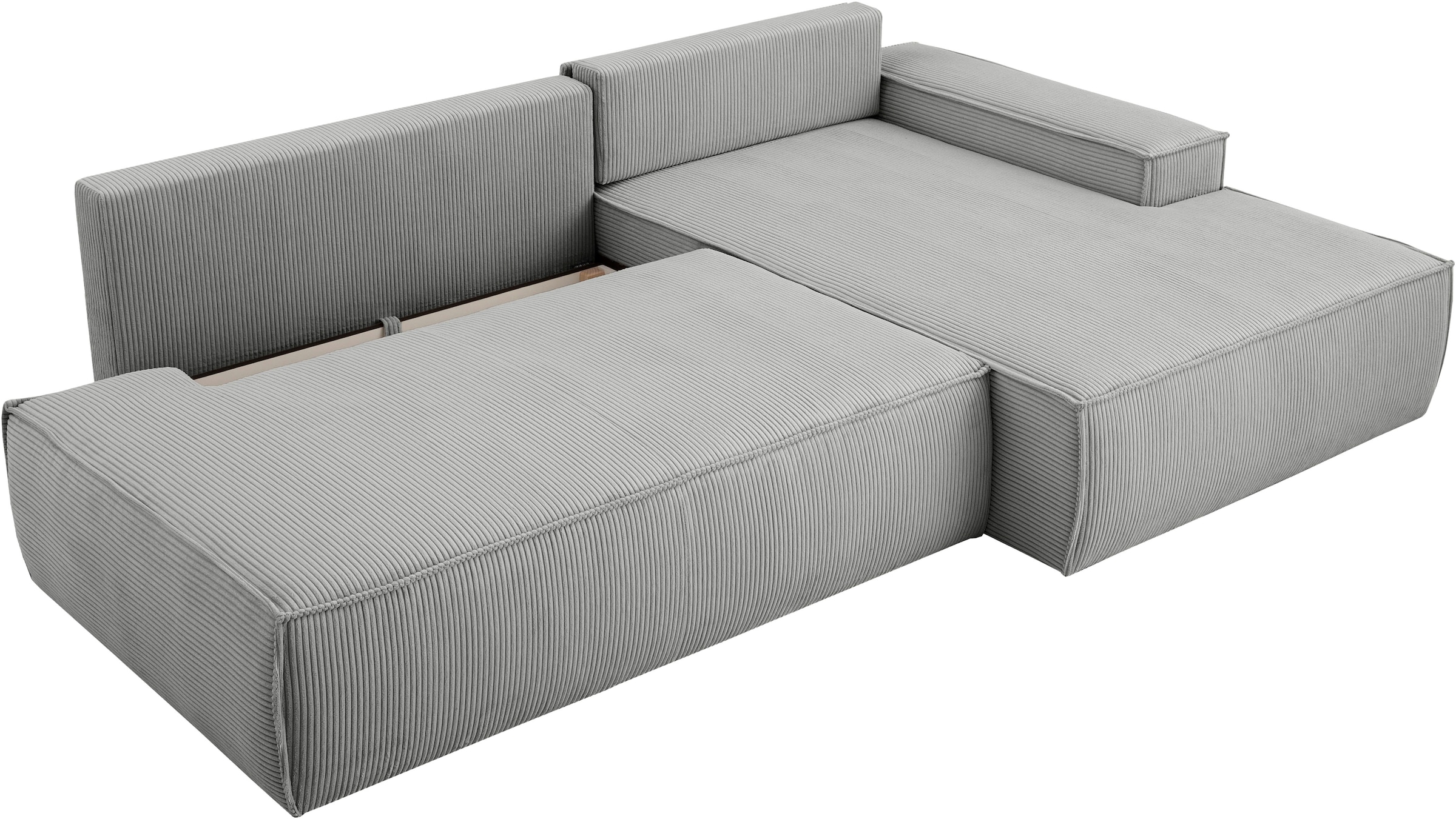 Home affaire Ecksofa »SHERWOOD, Schlafsofa in L-Form offen (275cm), Cord, Leinenoptik«, Schlaffunktion und Bettkasten, Kedernaht, hoher Sitz- & Liegekomfort