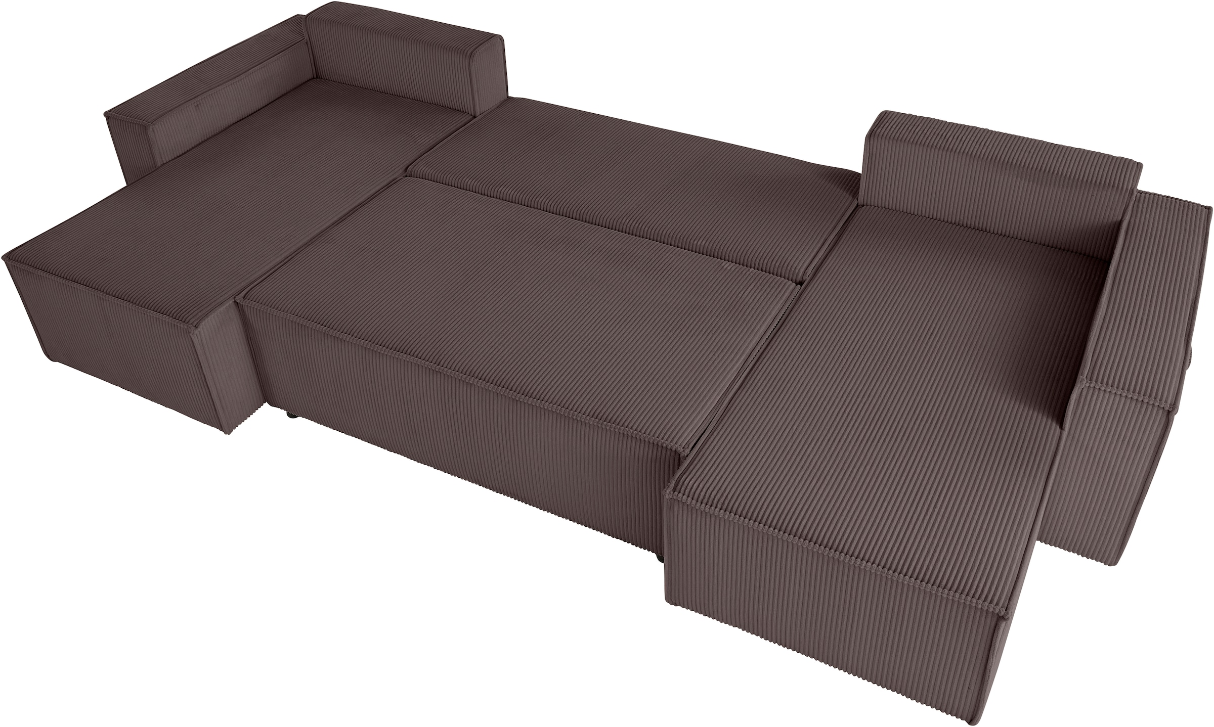 OTTO home Wohnlandschaft »Cassi, 311 cm, U-Form, Schlafsofa, Dauerschläfer, Boxspringfederung«, Schlaffunktion m. Bettkasten (Cord-Bezug