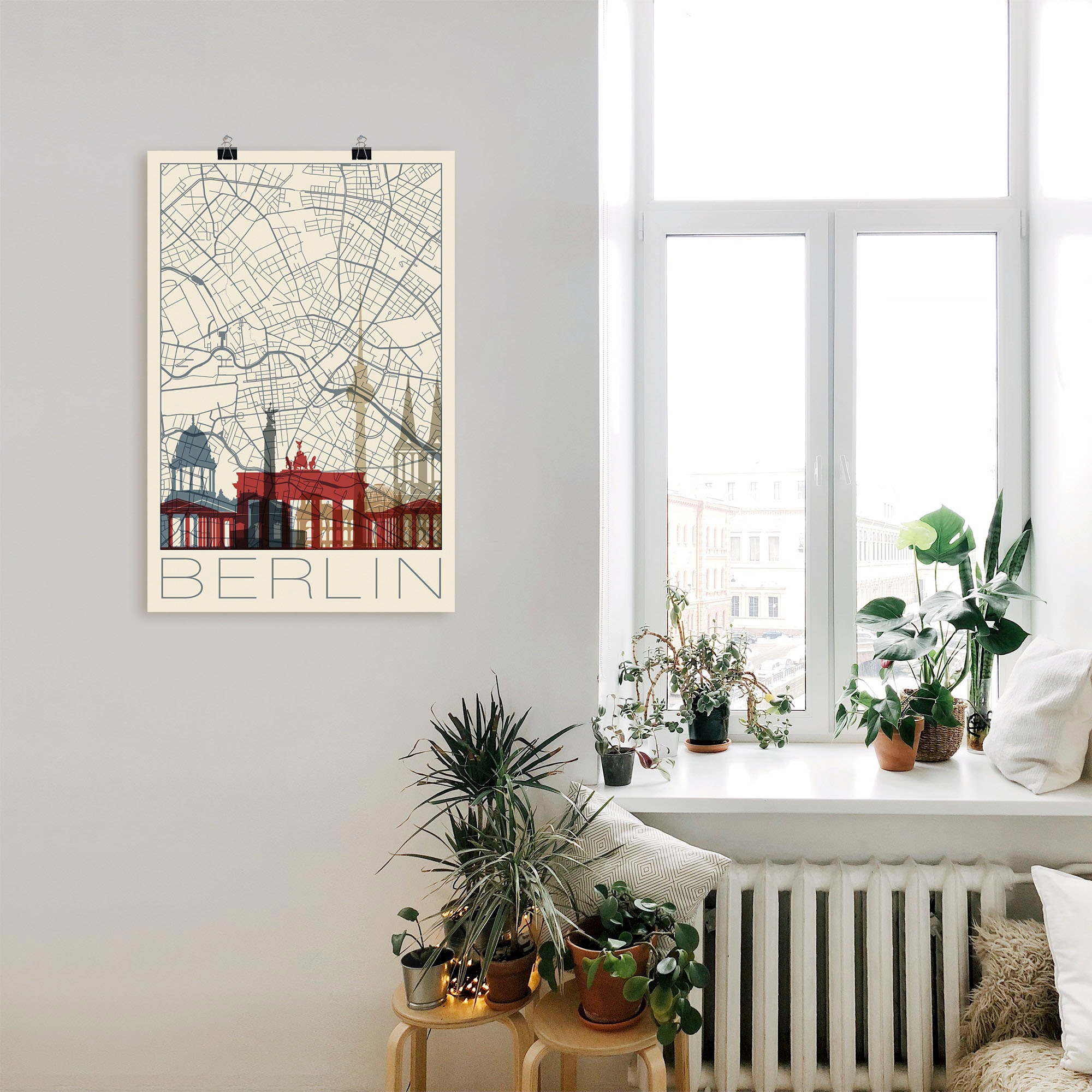 Artland Poster "Retro Karte Berlin", Deutschland, (1 St.), als Alubild, Lei günstig online kaufen