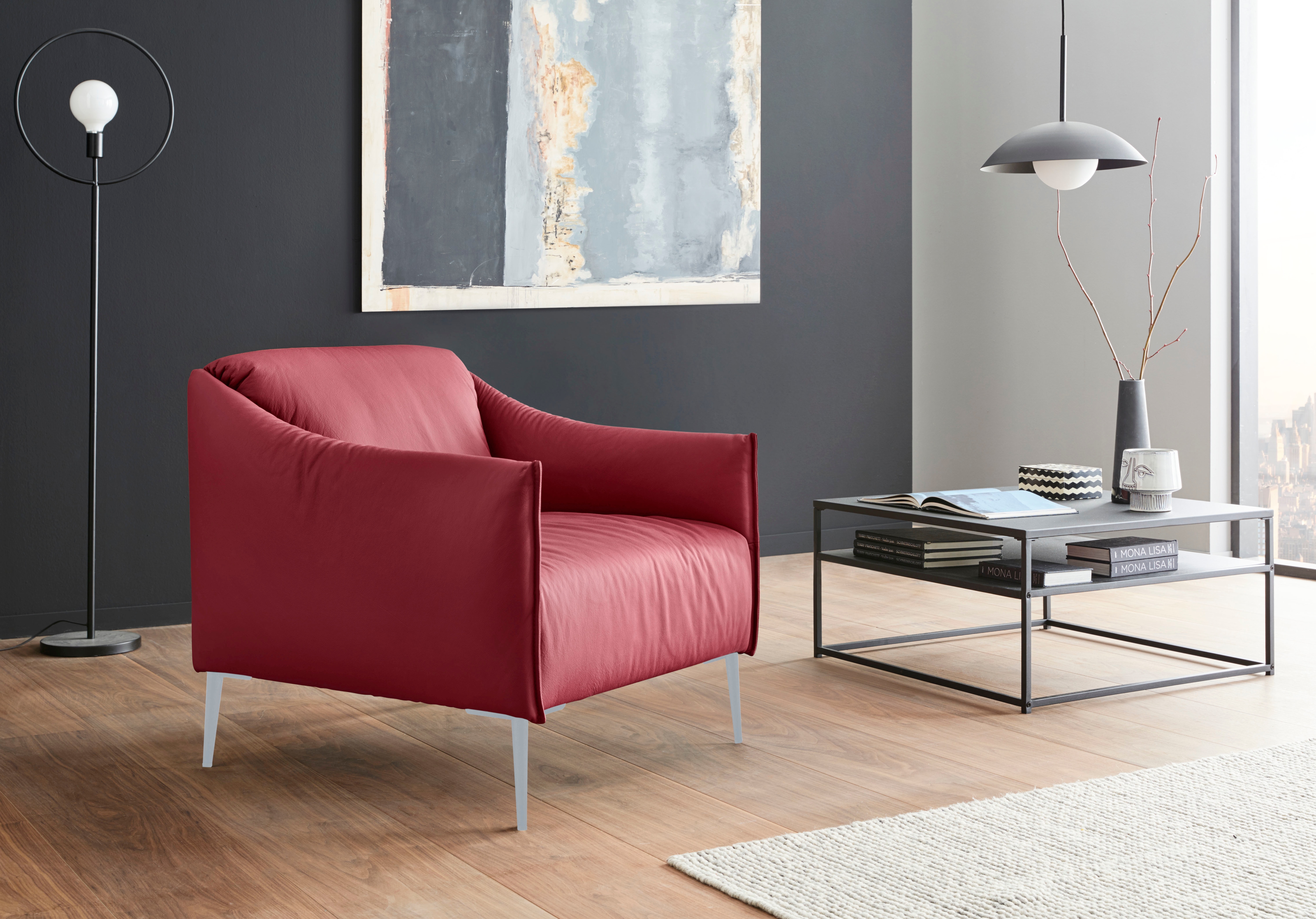 W.SCHILLIG Cocktailsessel "sally Designsessel, zeitlos und bequem, tolle Verarbeitungsdetails" mit Metallfüßen in Silber matt