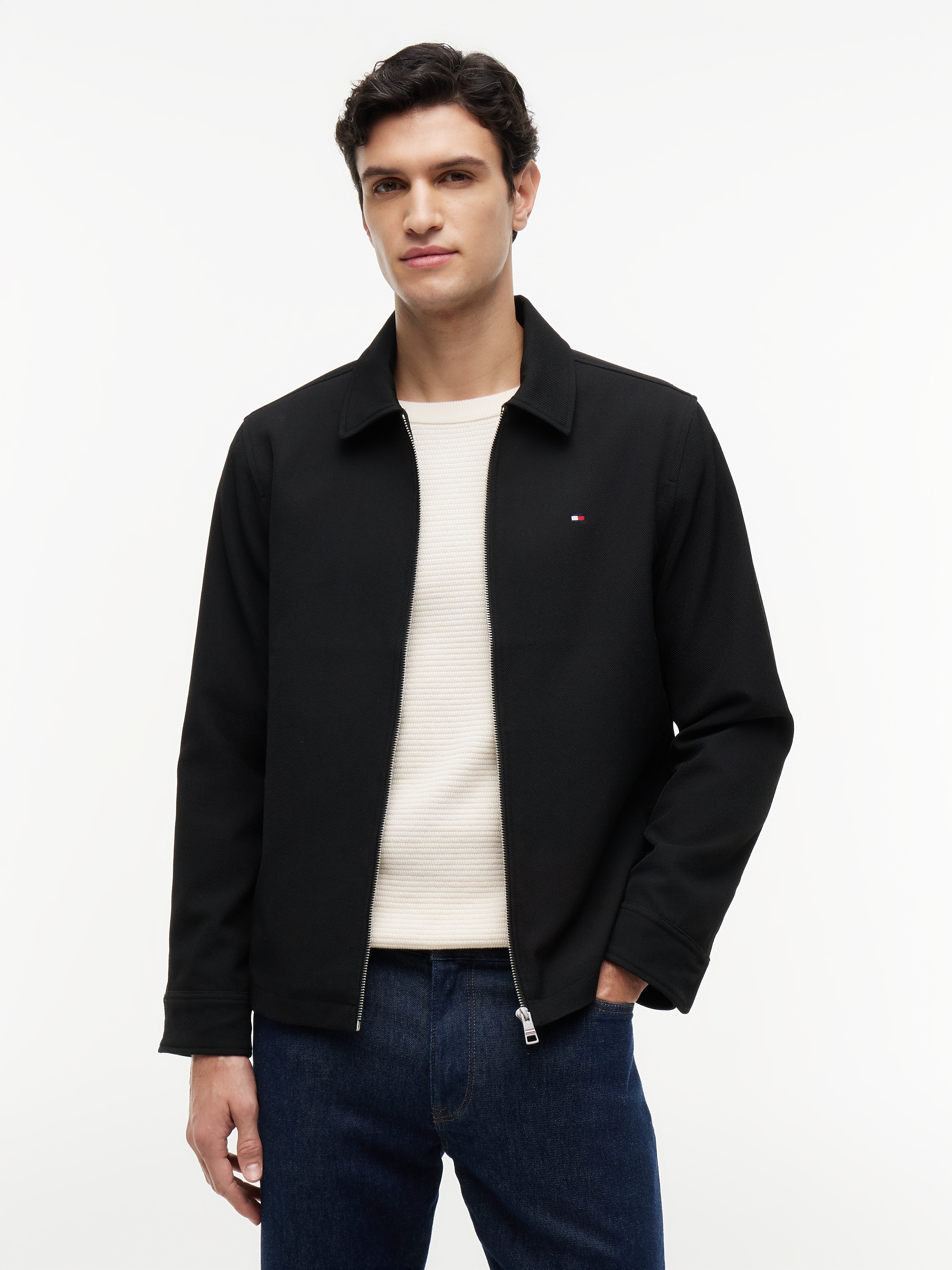 Tommy Hilfiger Kurzjacke "LIGHT WEIGHT TWILL SHACKET" Twill Struktur Übergangsjacke Blouson Stehkragen Jacke