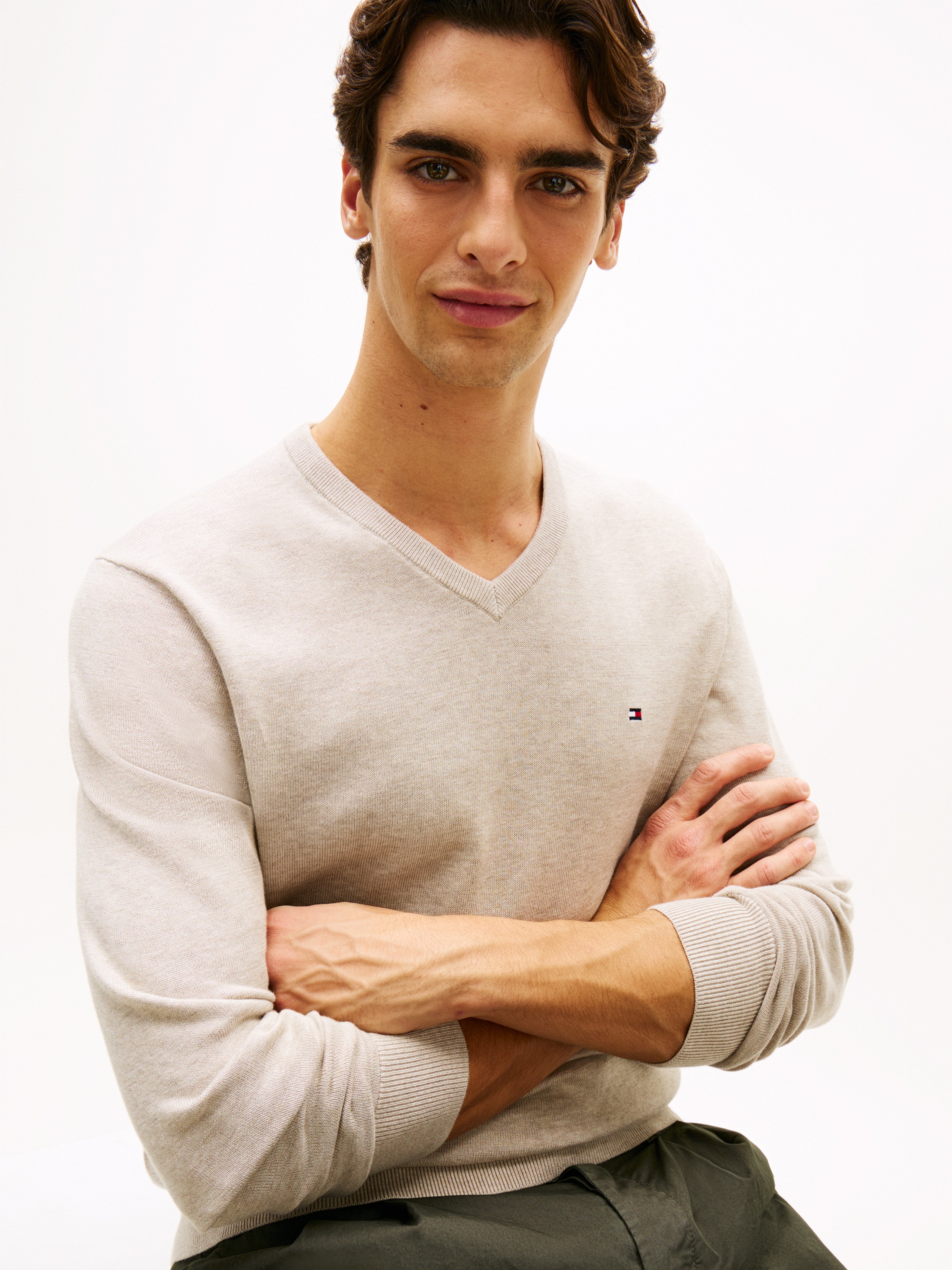 Tommy Hilfiger Strickpullover "ESSENTIAL COTTON V NECK mit V-Ausschnitt und günstig online kaufen