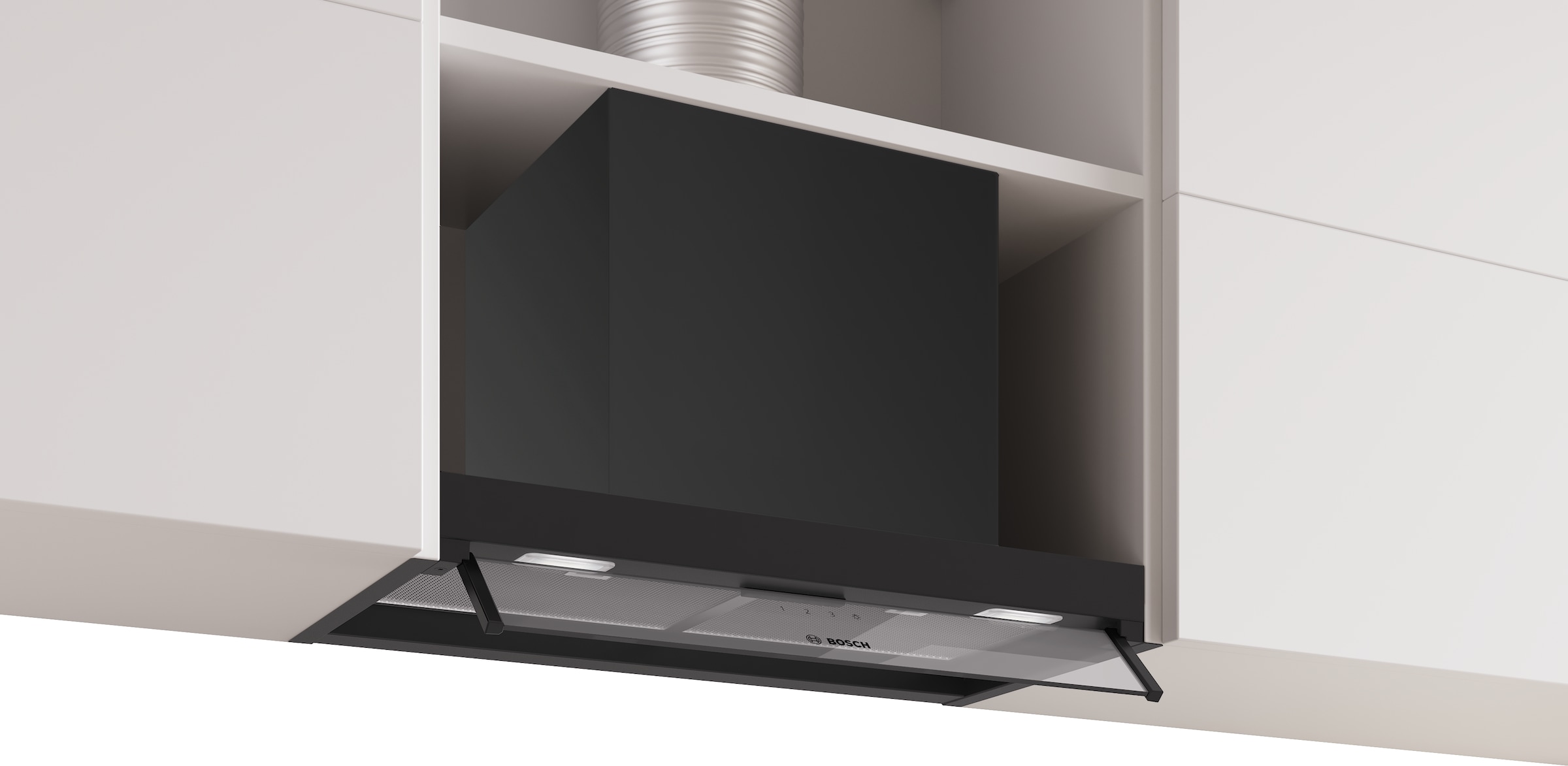 BOSCH Lüfterbaustein "DBB65CC60", B:59,8cm H:6cm T:29,8cm, schwarz, Dunstabzugshauben, Langlebiges Dual Filtersystem & maximaler Stauraum für mehr