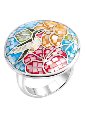 Firetti Silberring »Kolibri, Blumen, Mosaik«, mit Perlmutt kaufen